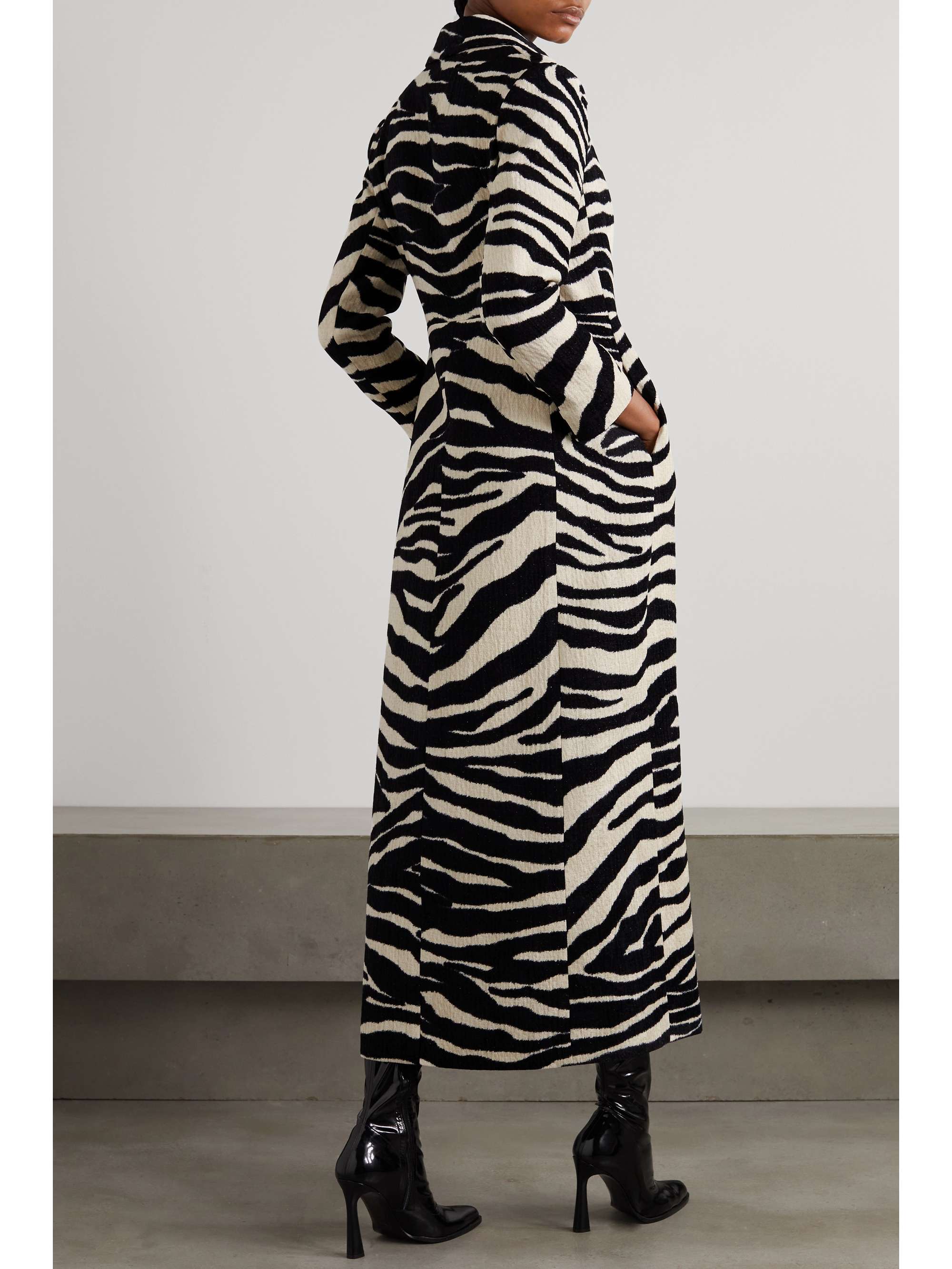 White Zebra-stripe chenille coat | DRIES VAN NOTEN | NET-A-PORTER