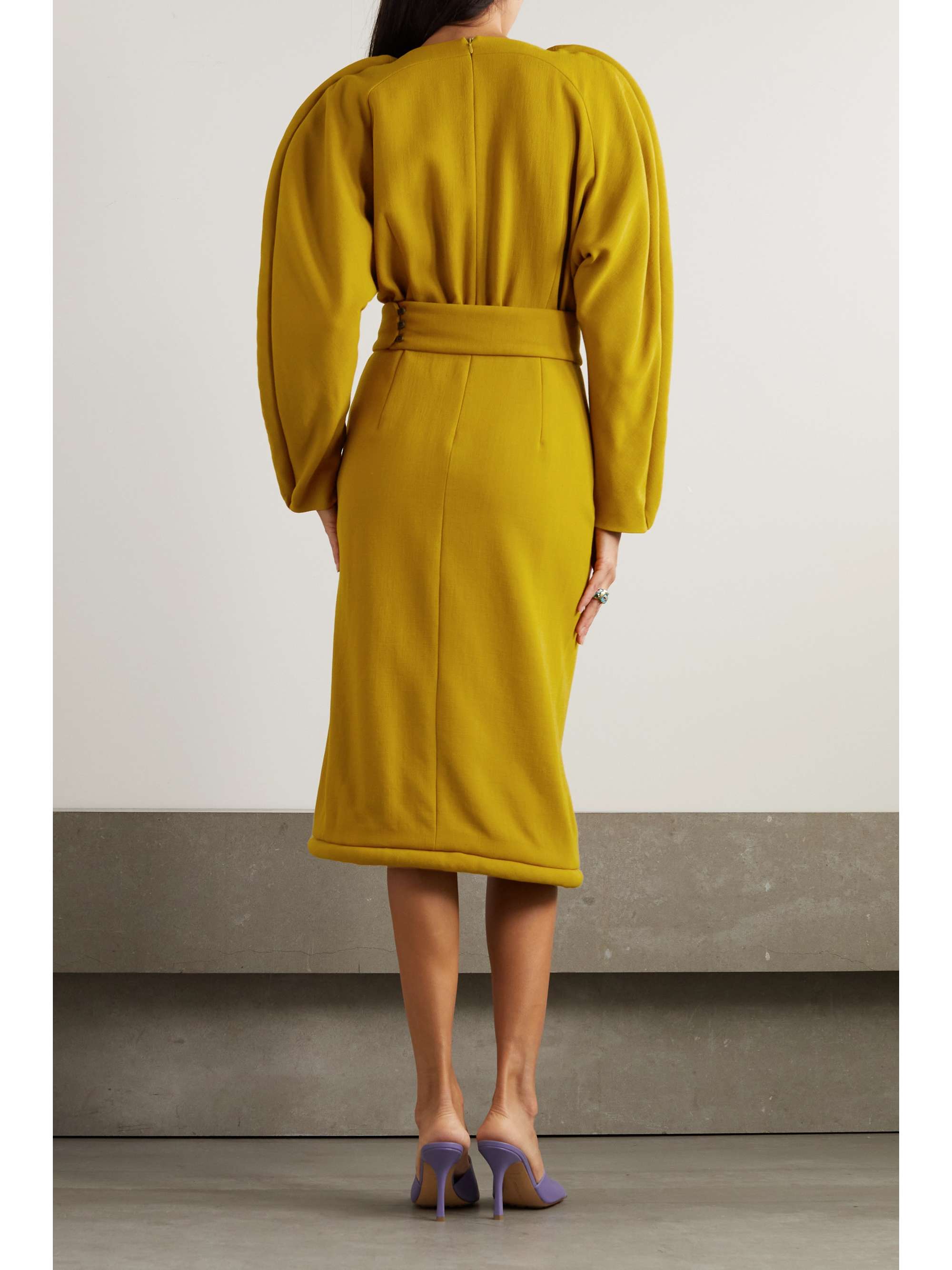 DRIES VAN NOTEN Doyal 褶裥羊毛中长连衣裙