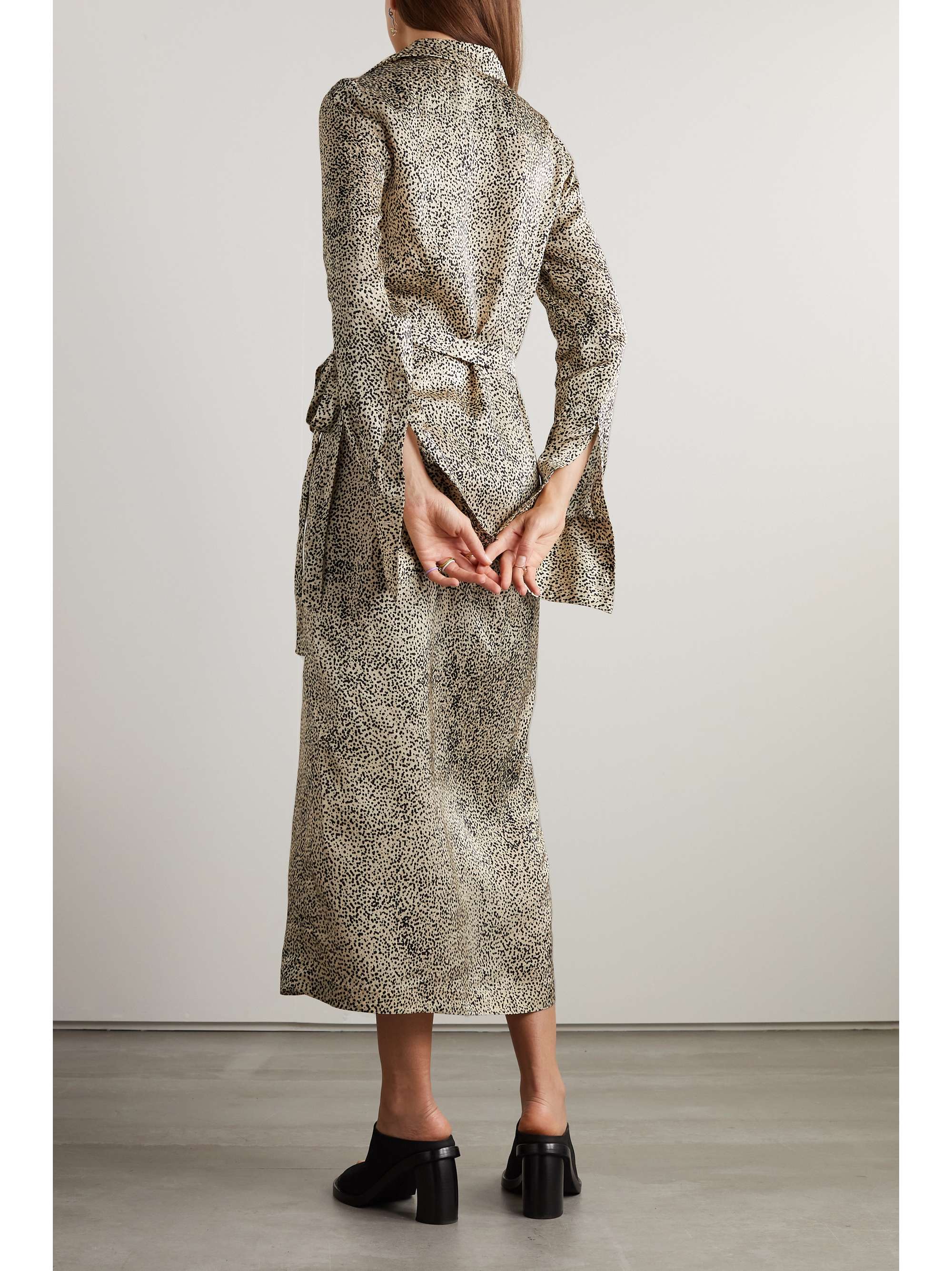 DRIES VAN NOTEN 印花缎布中长裹身连衣裙