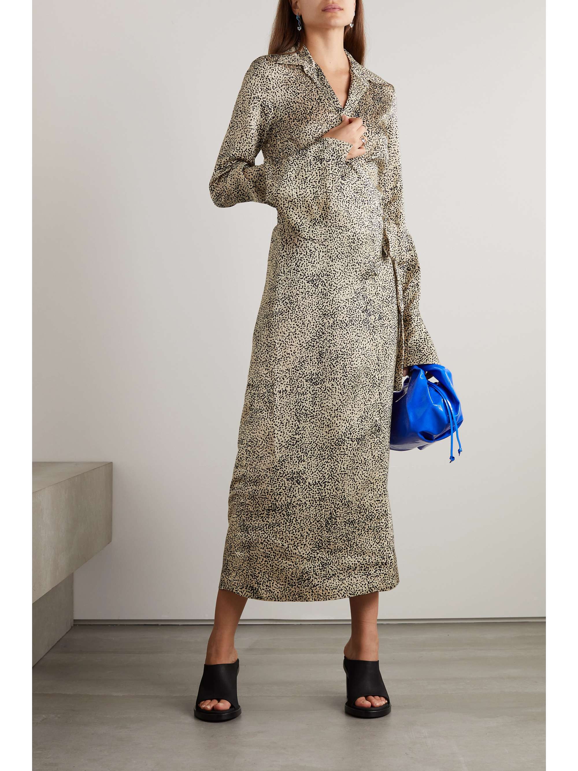 DRIES VAN NOTEN 印花缎布中长裹身连衣裙