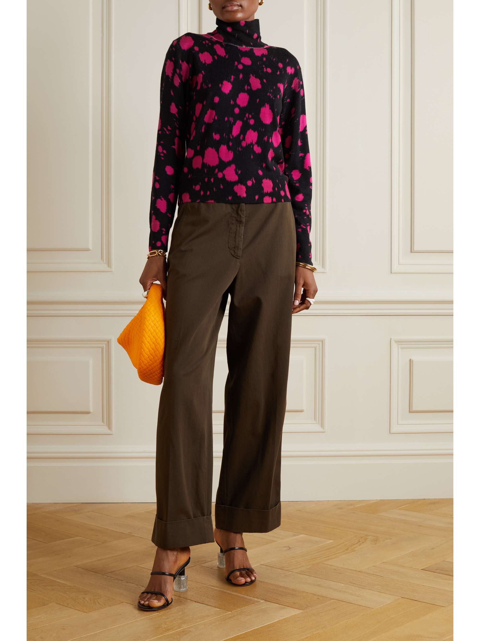 Dries Van Noten - Printed Wool Turtleneck Sweater - Pink - Medium - Net A Porter