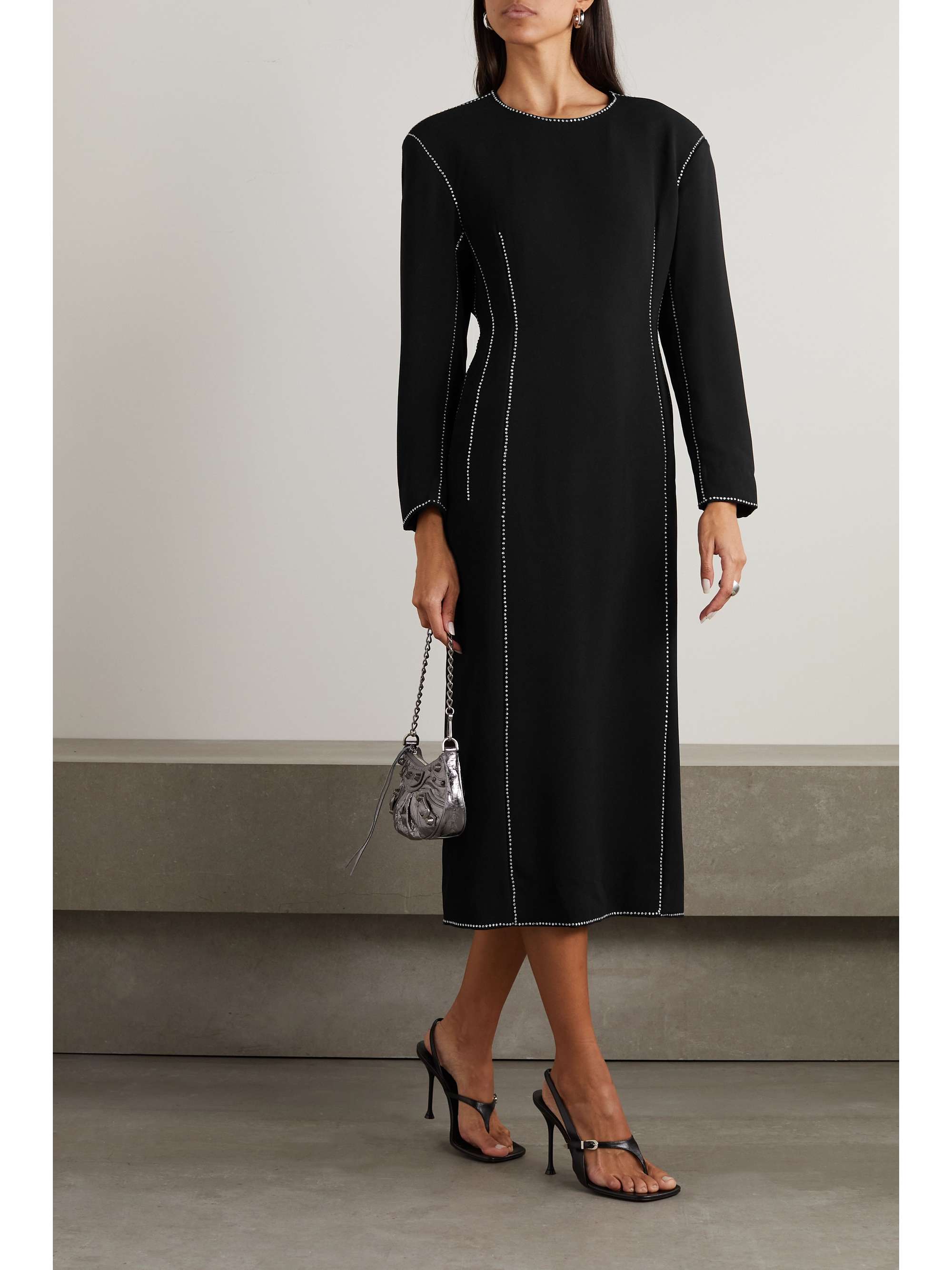 DRIES VAN NOTEN Crystal-embellished crepe midi dress