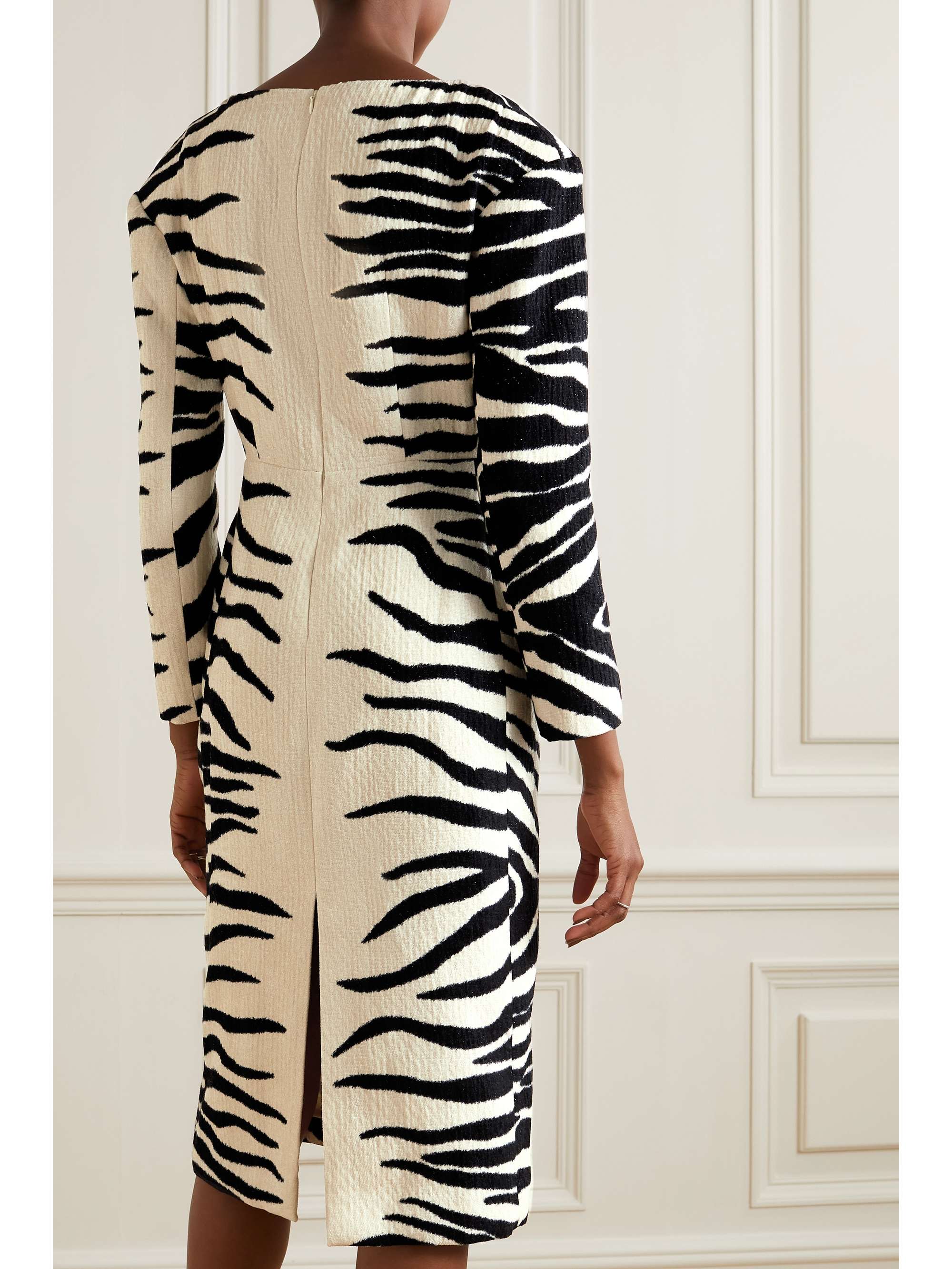 DRIES VAN NOTEN Zebra-print cloqué midi dress