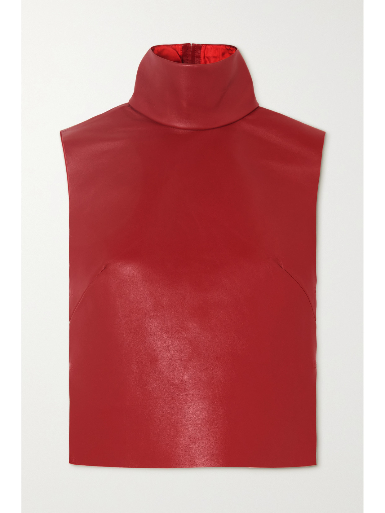 DRIES VAN NOTEN TIE-BACK LEATHER TURTLENECK TOP