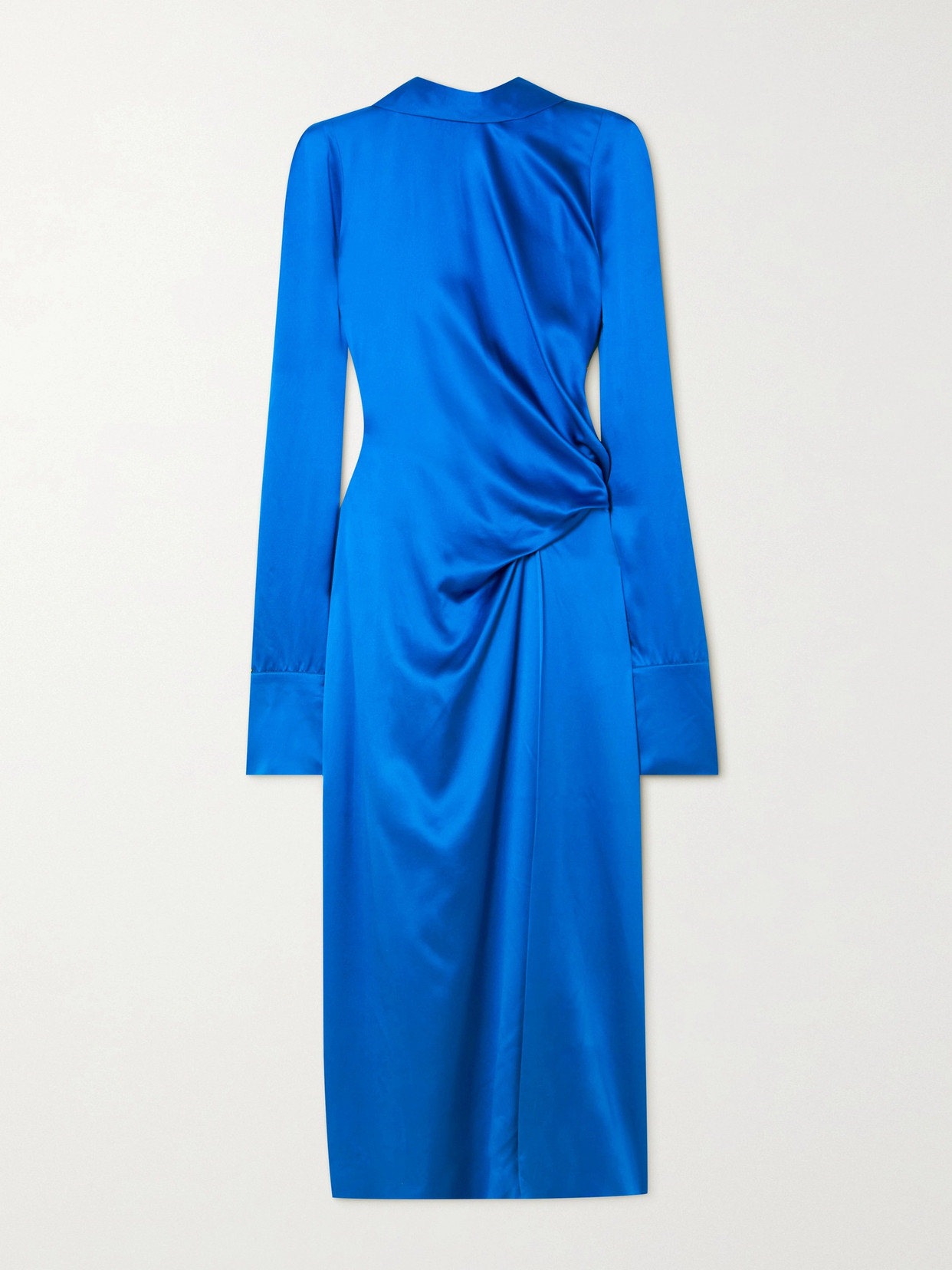 Dries Van Noten Gathered Silk-satin Midi Dress