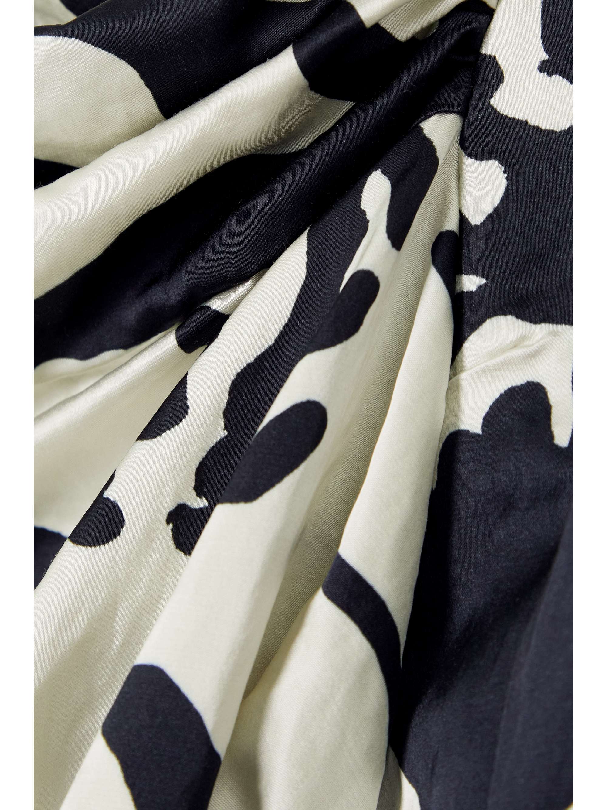 DRIES VAN NOTEN Gathered floral-print satin gown