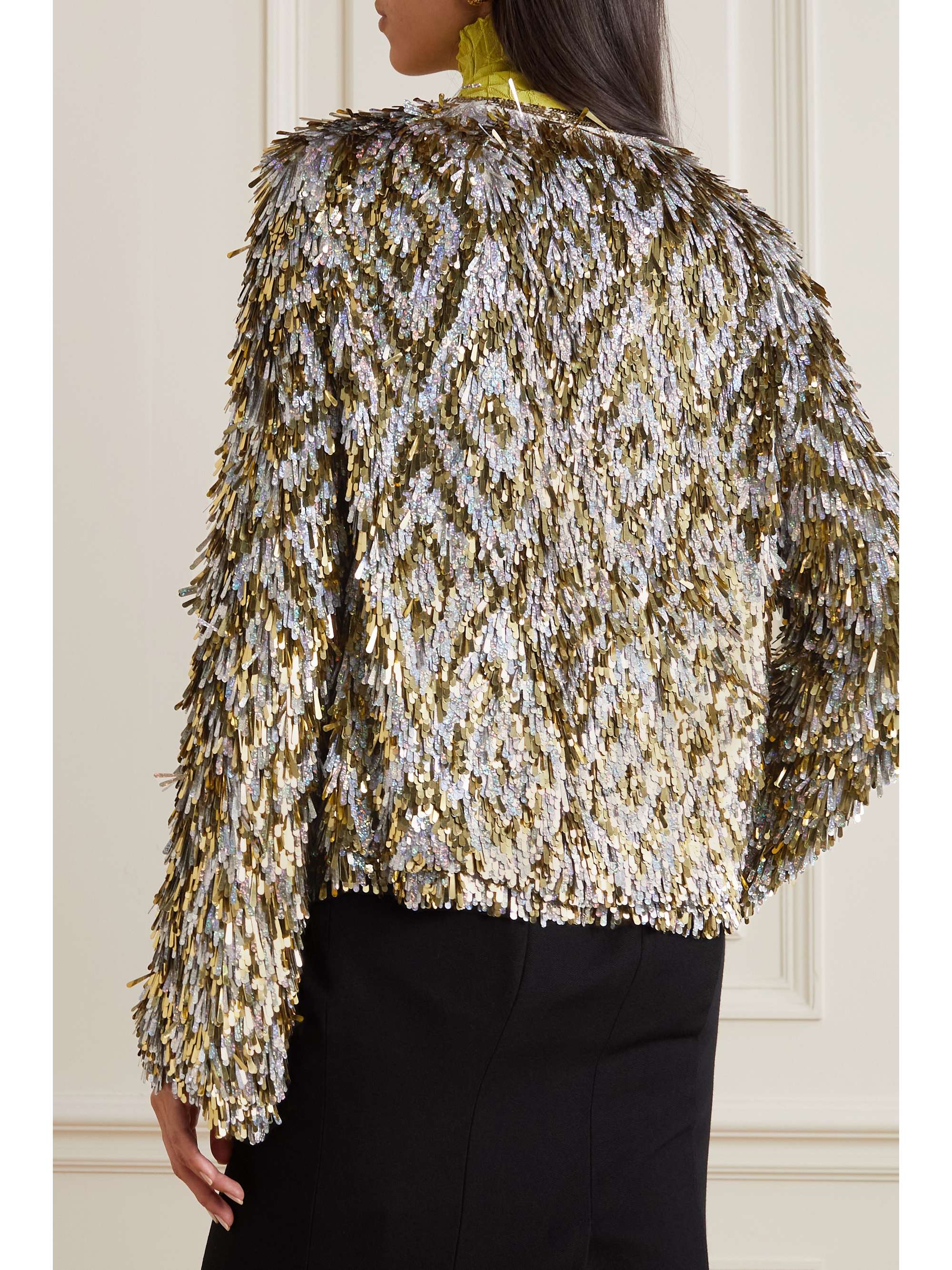 Gold Sequined tulle jacket | DRIES VAN 