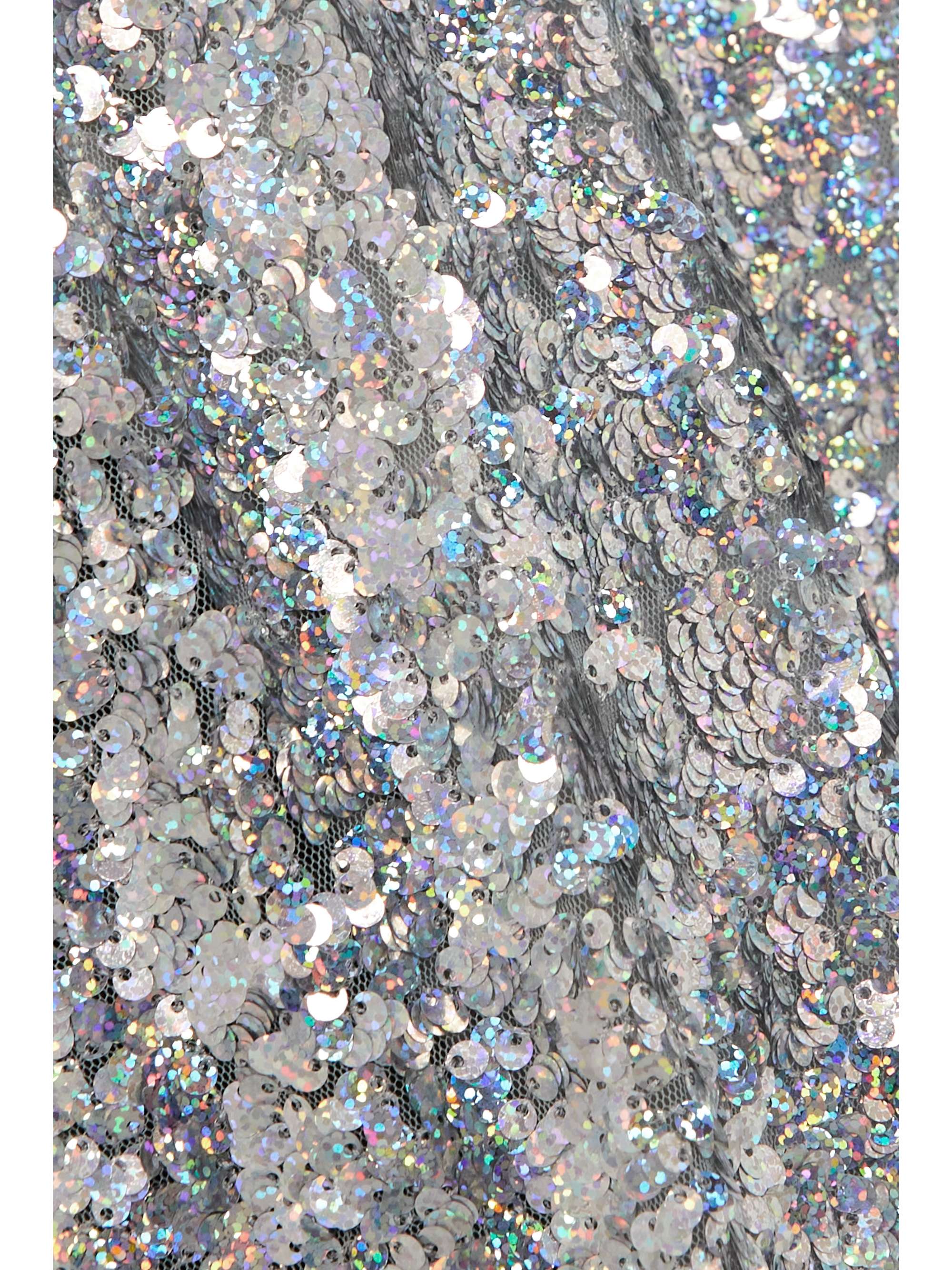 DRIES VAN NOTEN Belted metallic sequined tulle trench coat