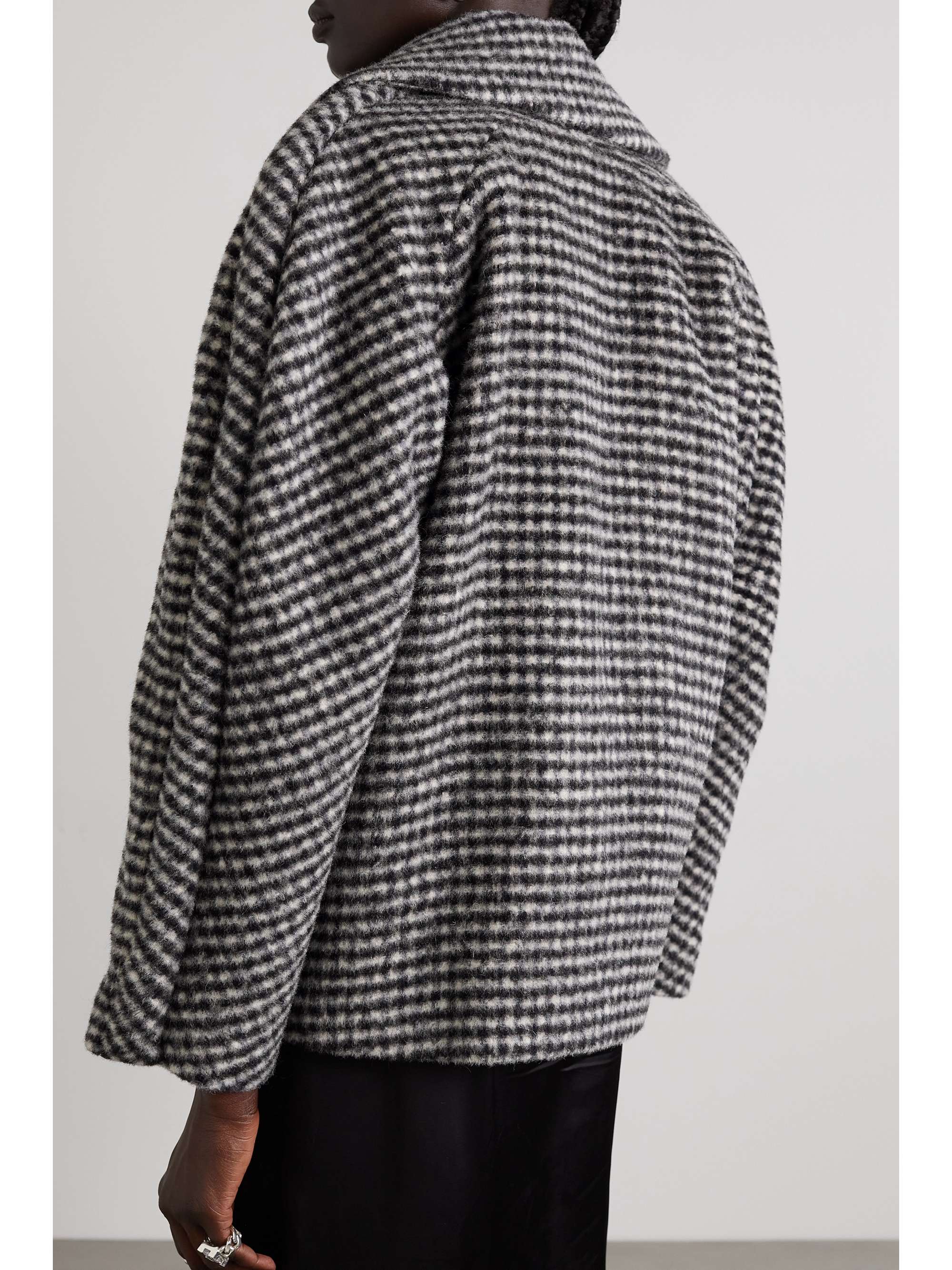 Oversized checked wool-blend coat