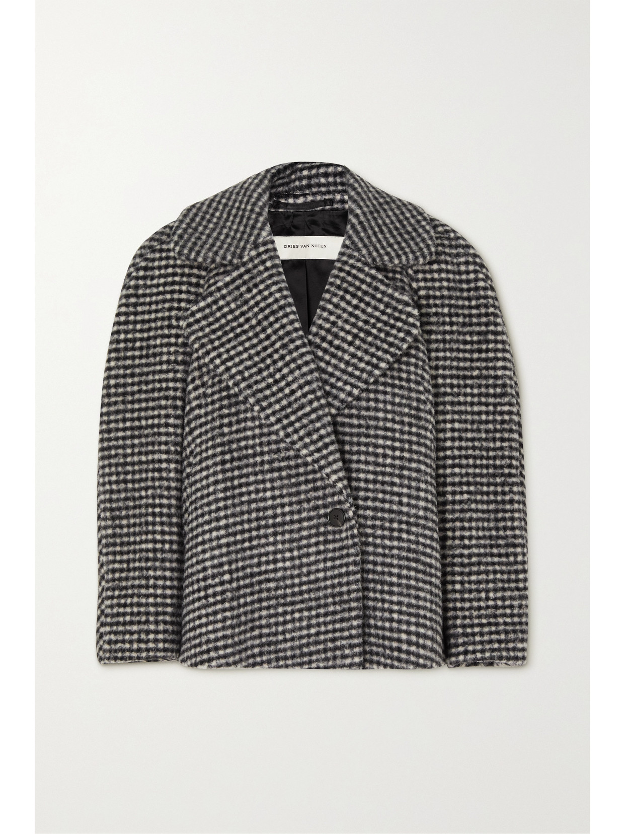 DRIES VAN NOTEN OVERSIZED CHECKED WOOL-BLEND COAT