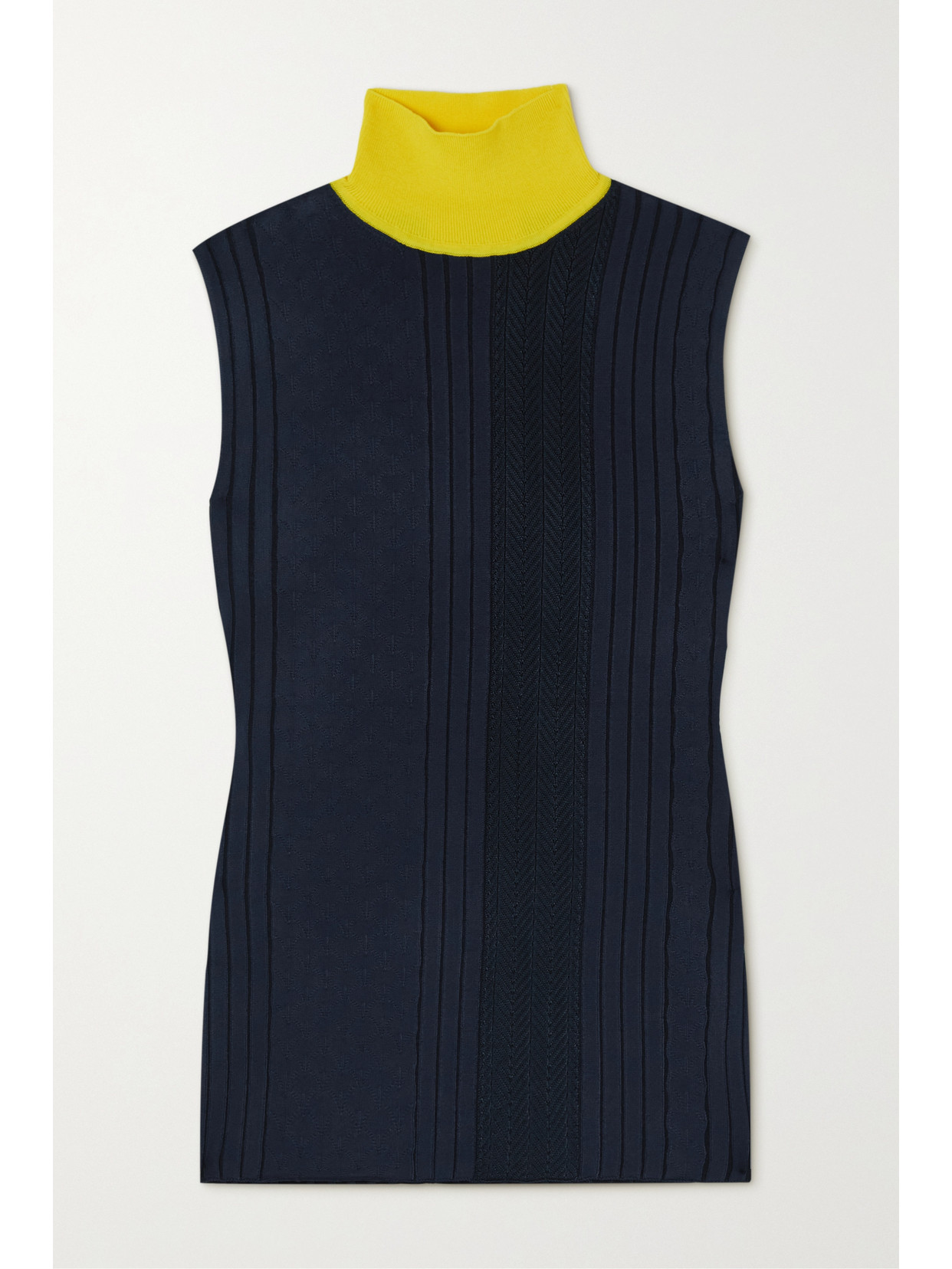 Roksanda Tala Merino Wool-trimmed Ribbed-knit Turtleneck Tank
