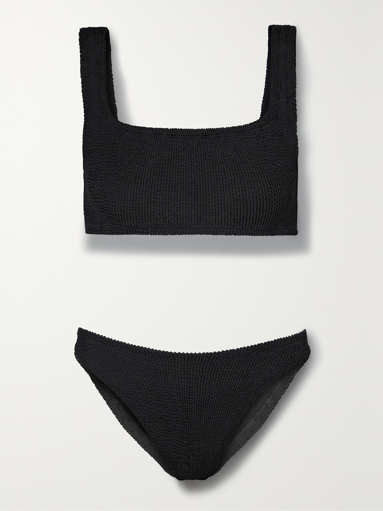 Shop Hunza G + Net Sustain Xandra Seersucker Bikini In Black