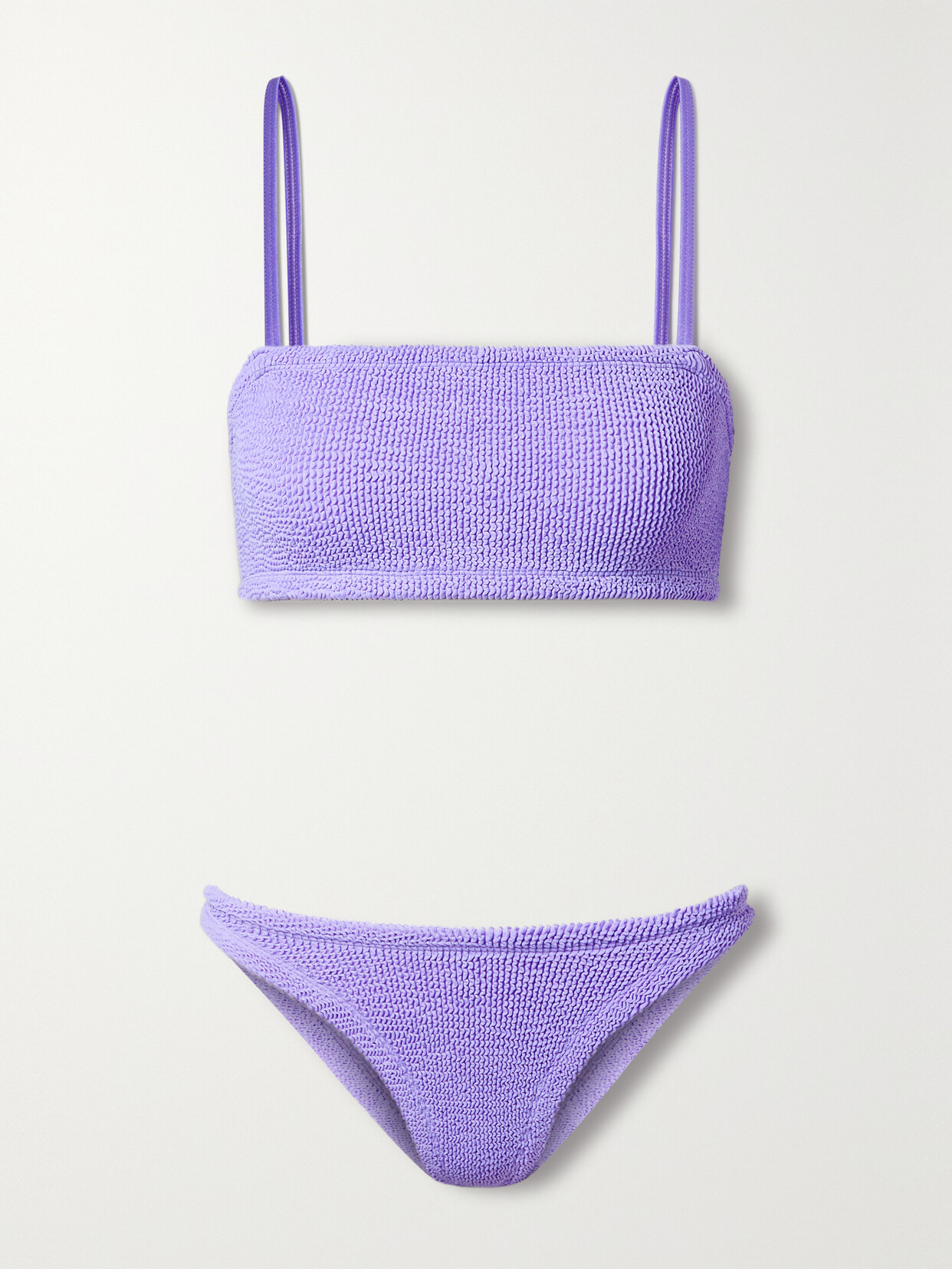 Shop Hunza G + Net Sustain Gigi Seersucker Bikini In Purple