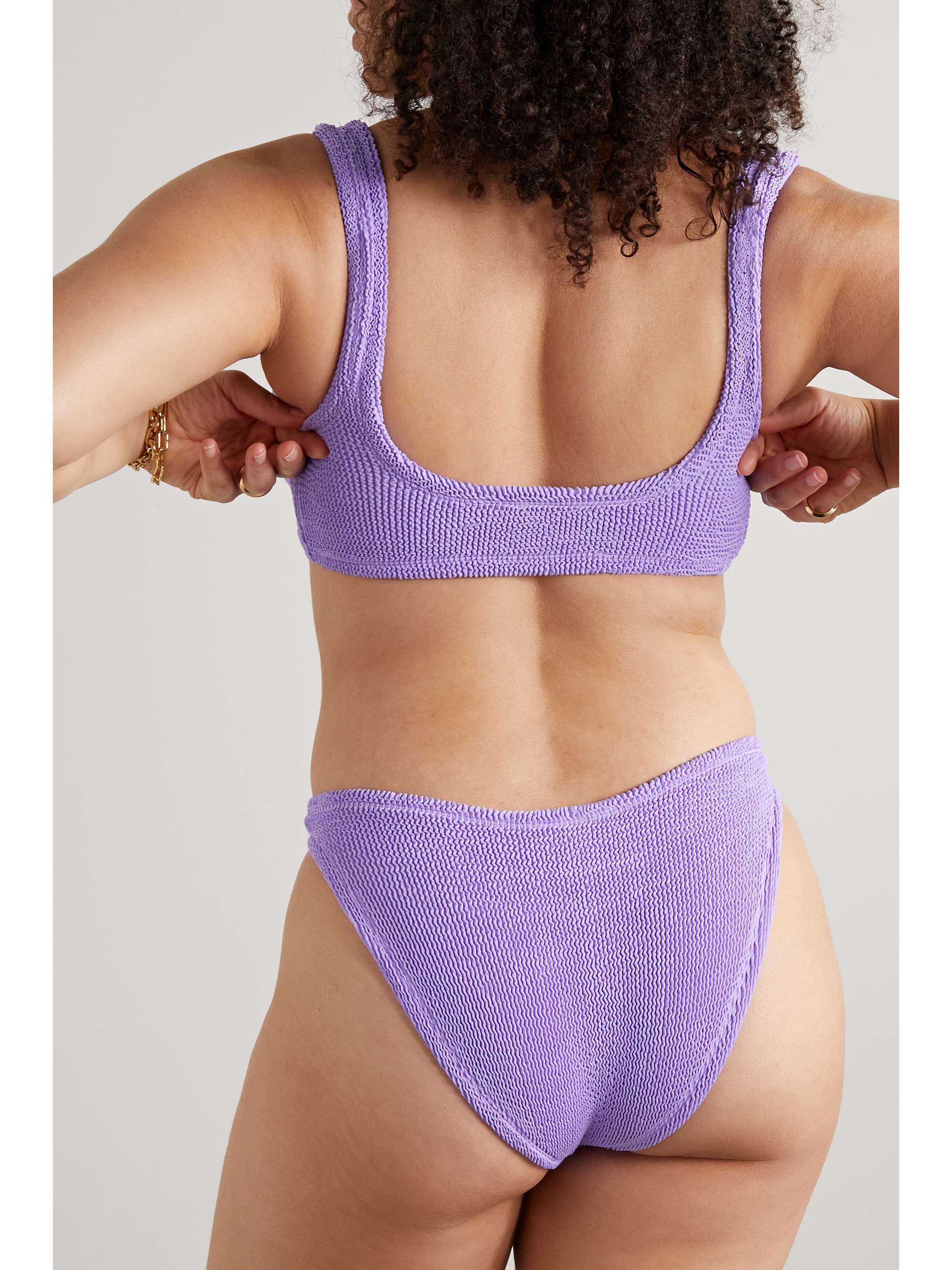 HUNZA G + NET SUSTAIN Juno twist-front seersucker bikini