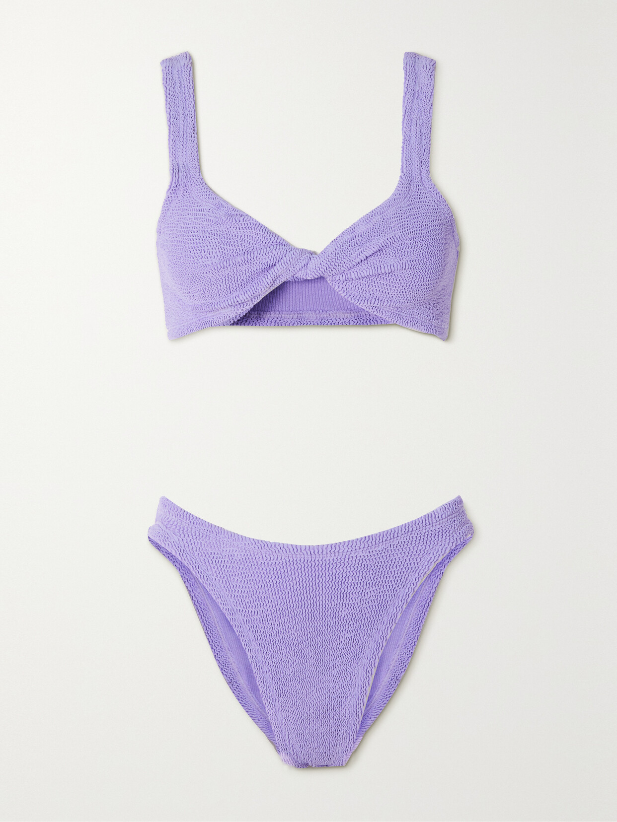 Hunza G - + Net Sustain Juno Twist-front Seersucker Bikini - Purple