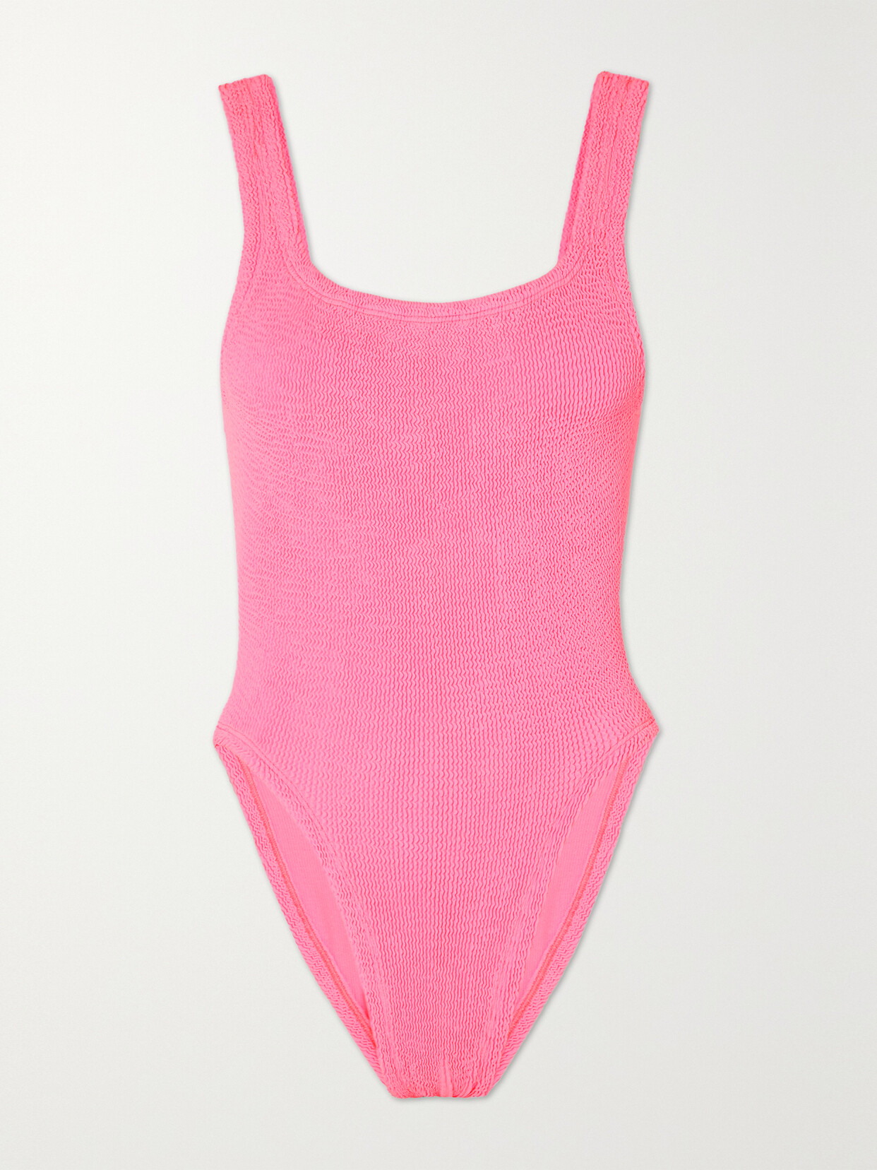 Shop Hunza G + Net Sustain Open-back Seersucker Swimsuit In Pink