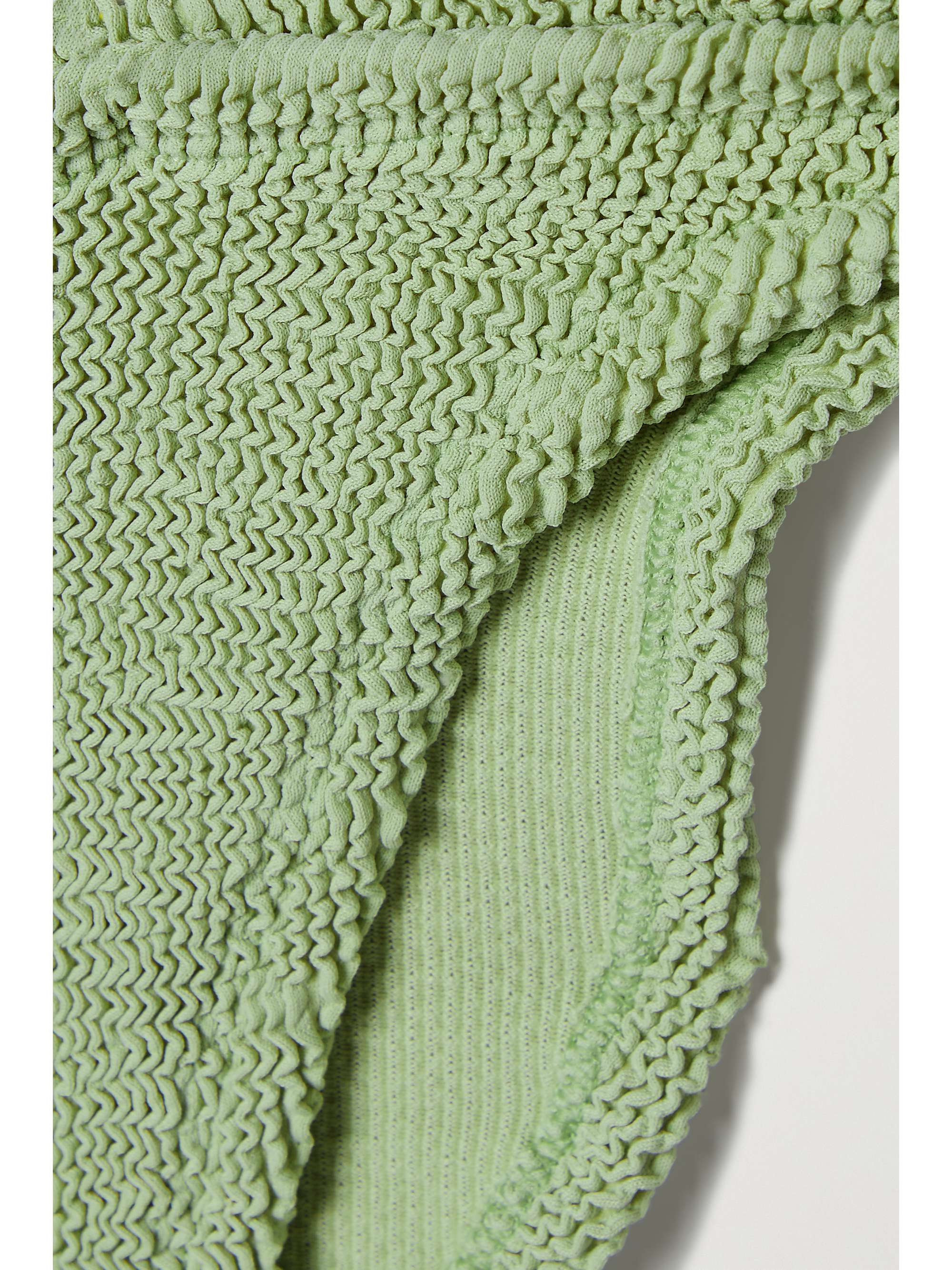 HUNZA G + NET SUSTAIN Flora embellished seersucker bandeau bikini