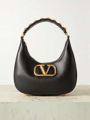 VALENTINO GARAVANI Stud Sign textured-leather shoulder bag