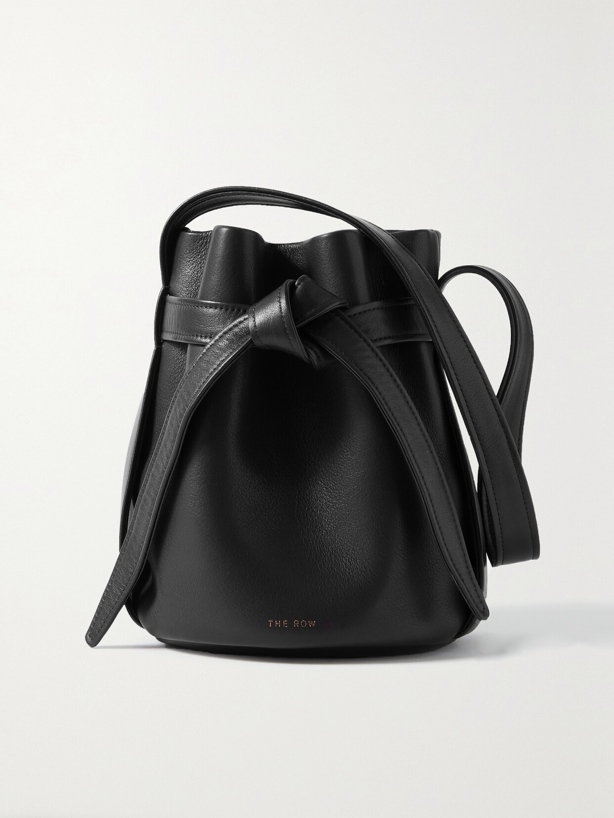 The Row - Mini Leo Leather Bucket Bag - Black