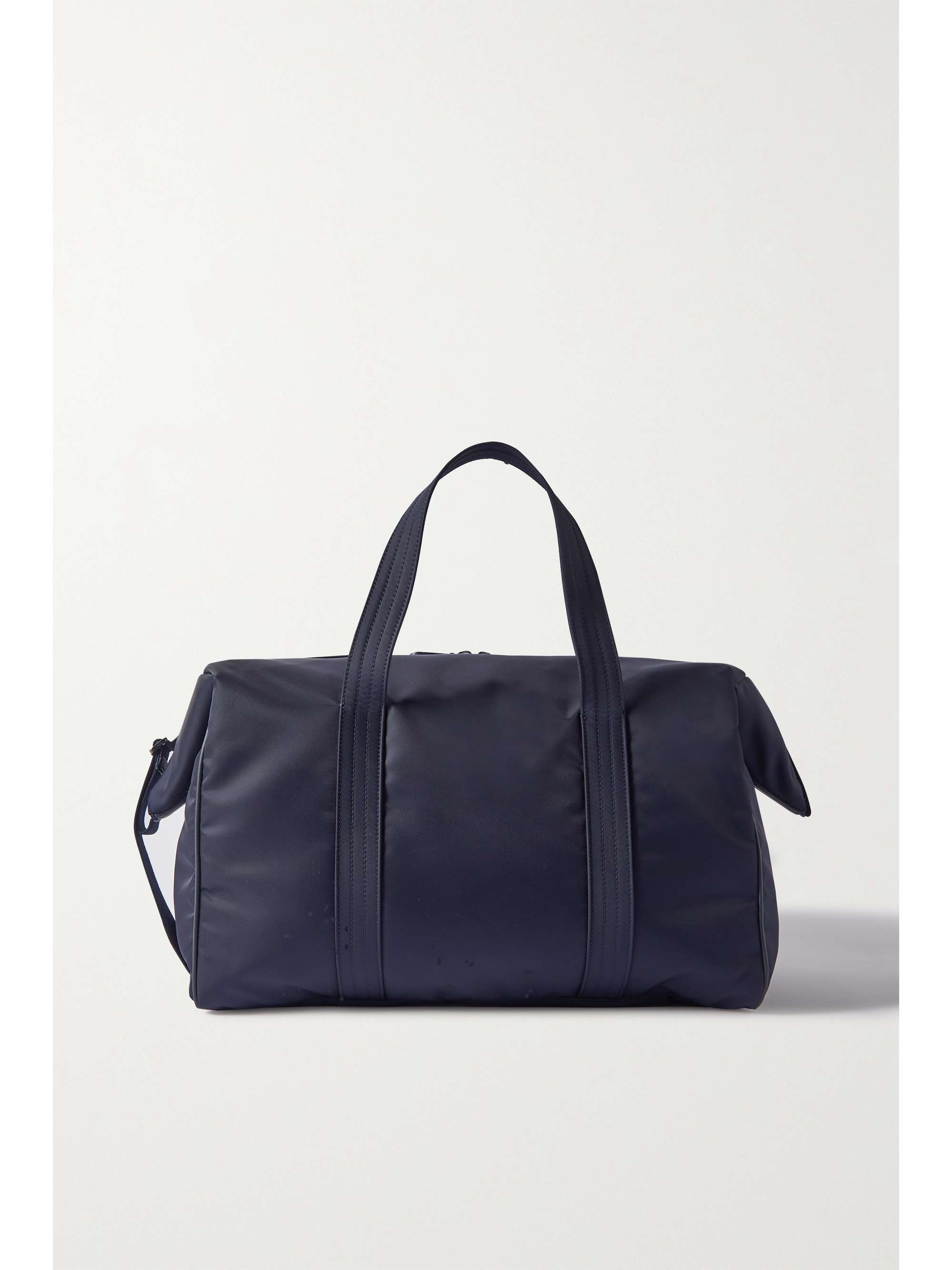 Navy Logan leather-trimmed shell tote 