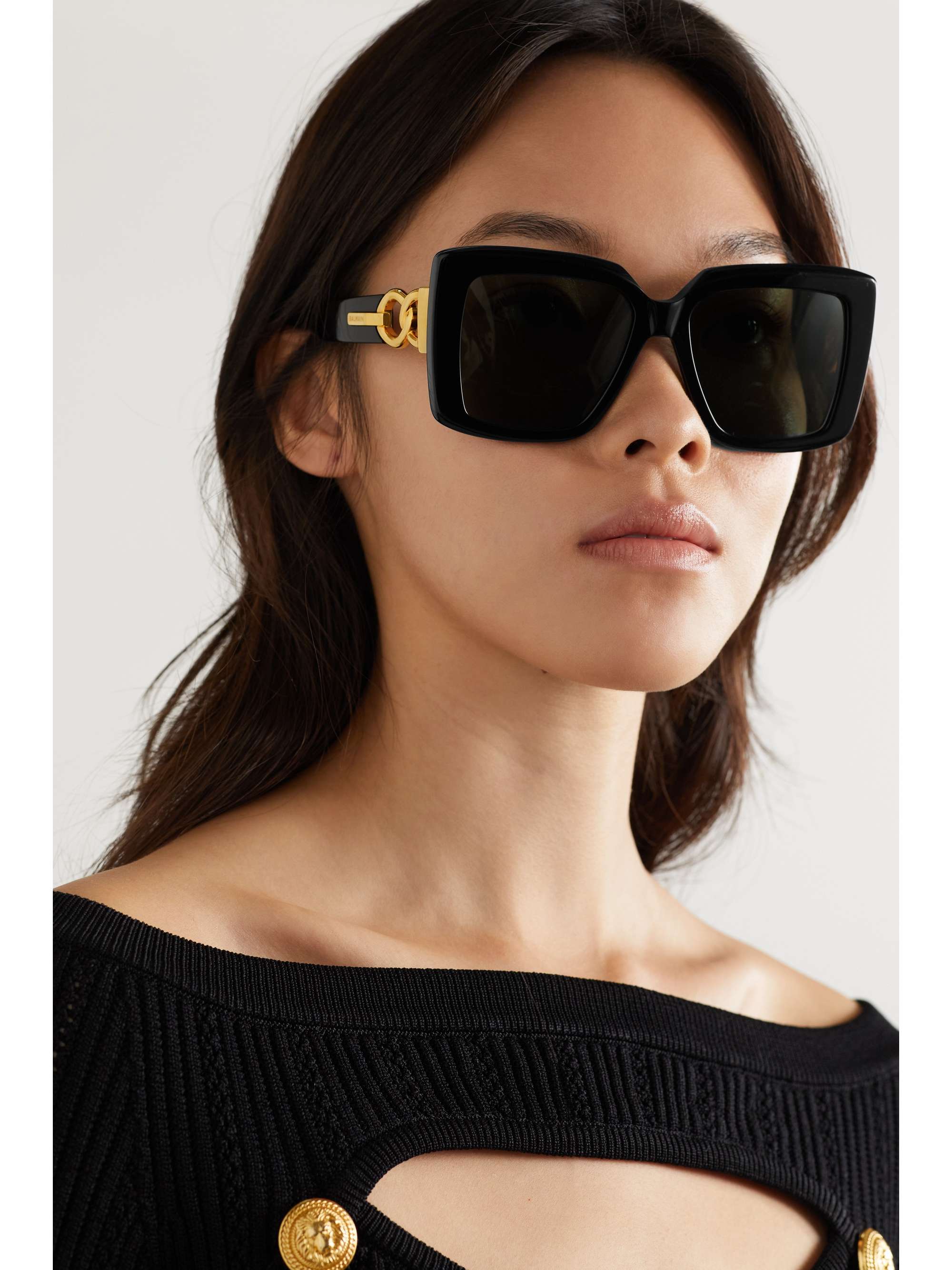 Black La Royale square-frame acetate 