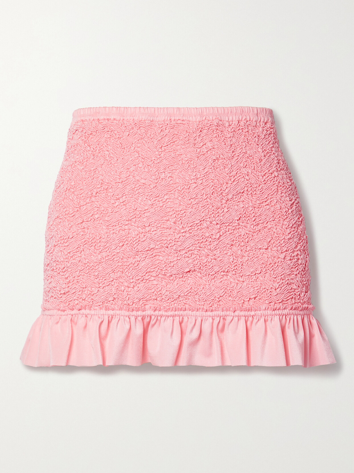 Alexander Wang Ruffled Stretch-seersucker Mini Skirt In Pink