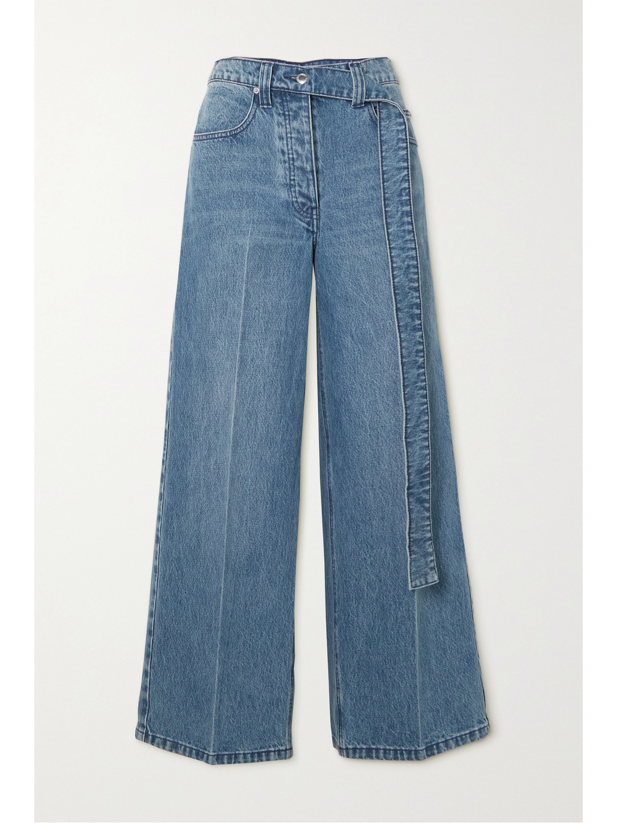 Alexander Wang Raver High-rise Belted Wide-leg Jeans In Blue