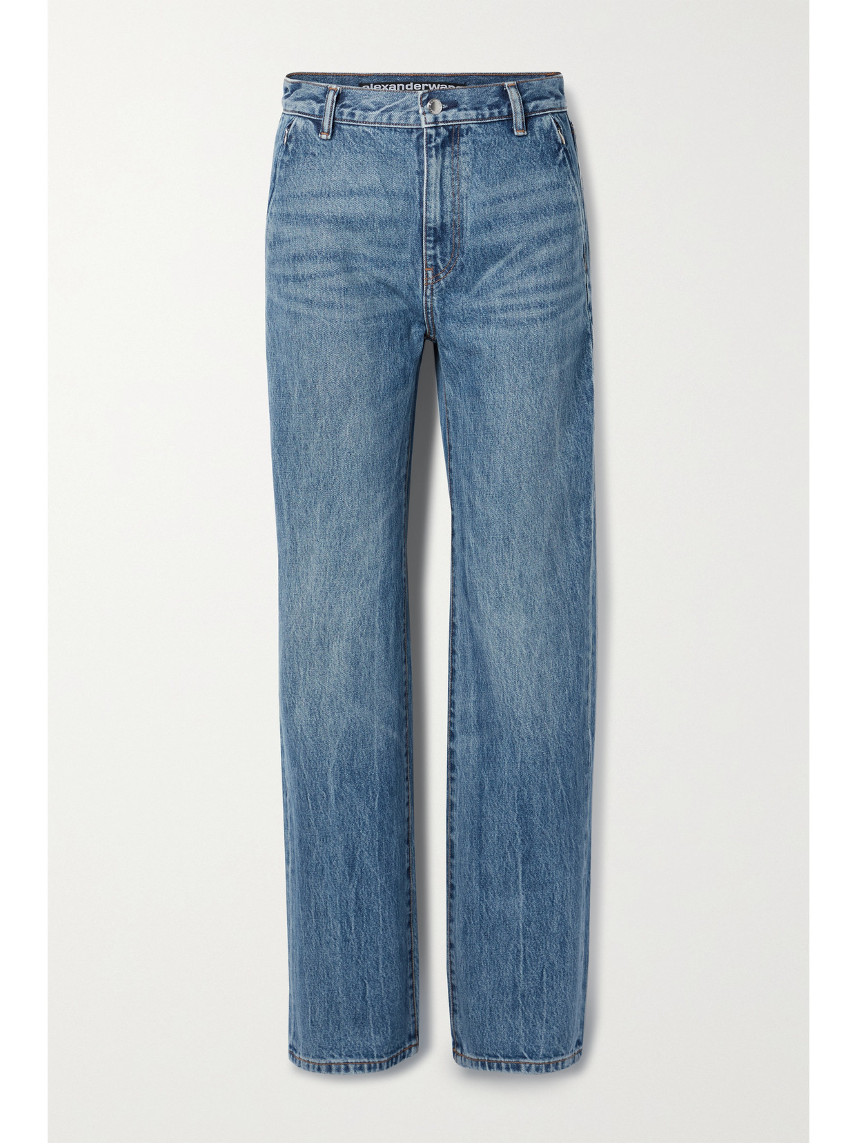 Alexander Wang Wide Leg Jeans With Branded Stripes In Blue