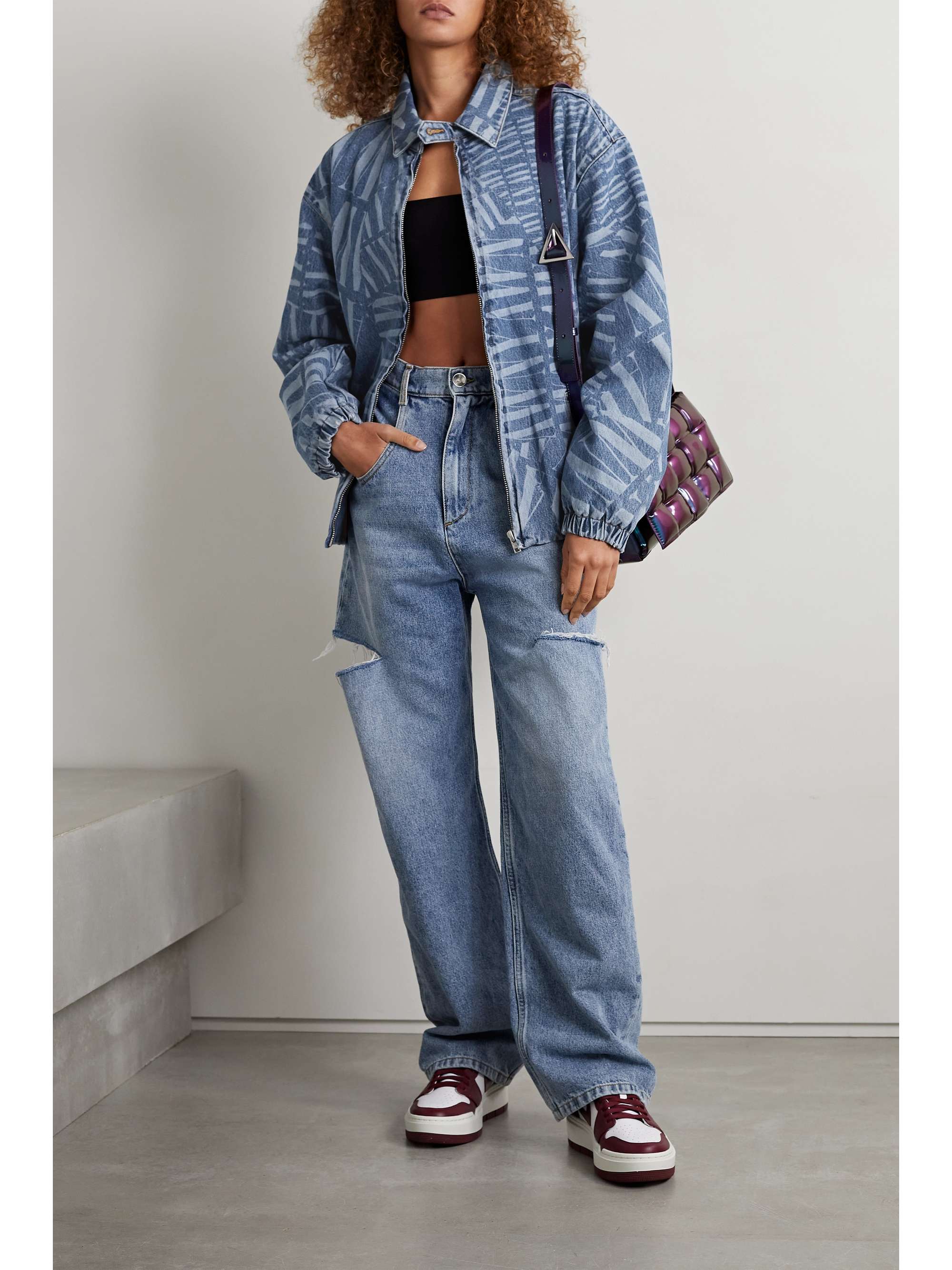 Mid denim Oversized printed denim 