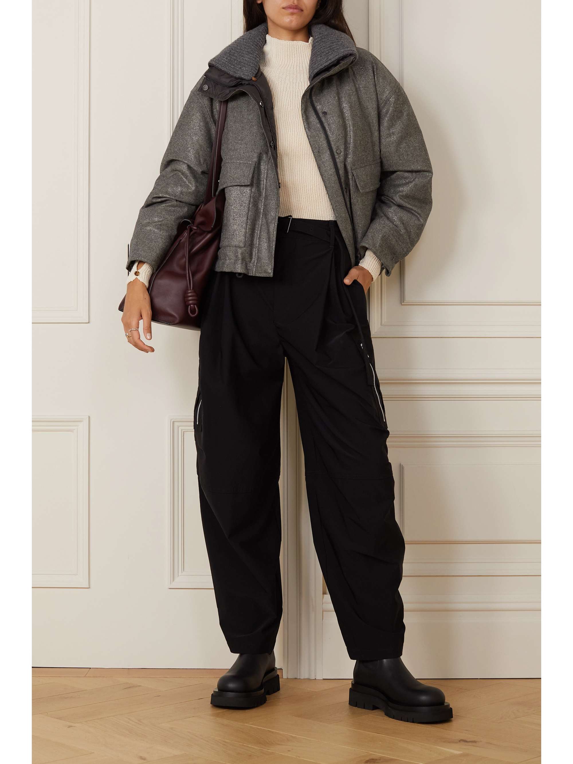 metallic grey jacket