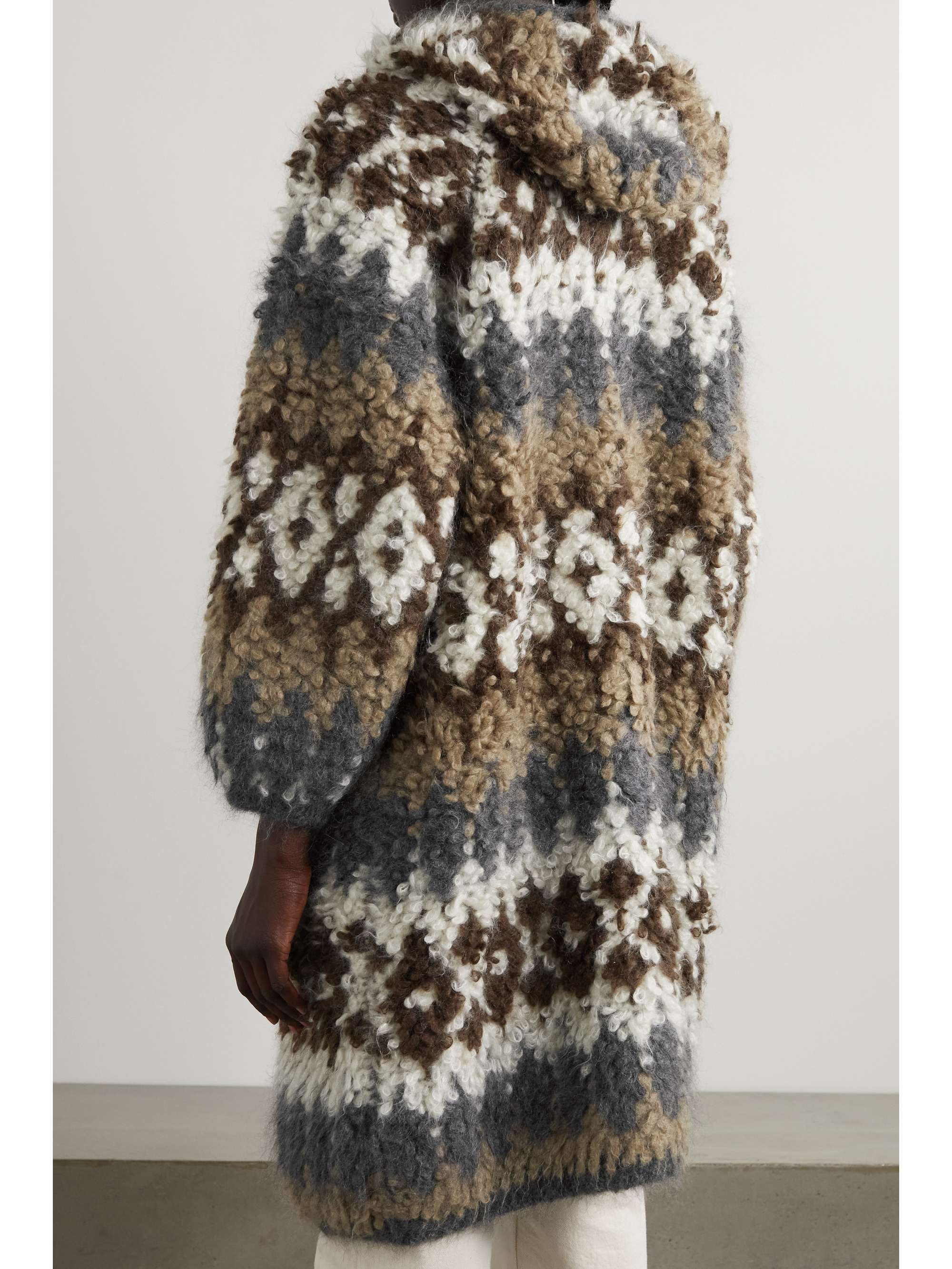BRUNELLO CUCINELLI Hooded jacquard-knit mohair-blend bouclé cardigan