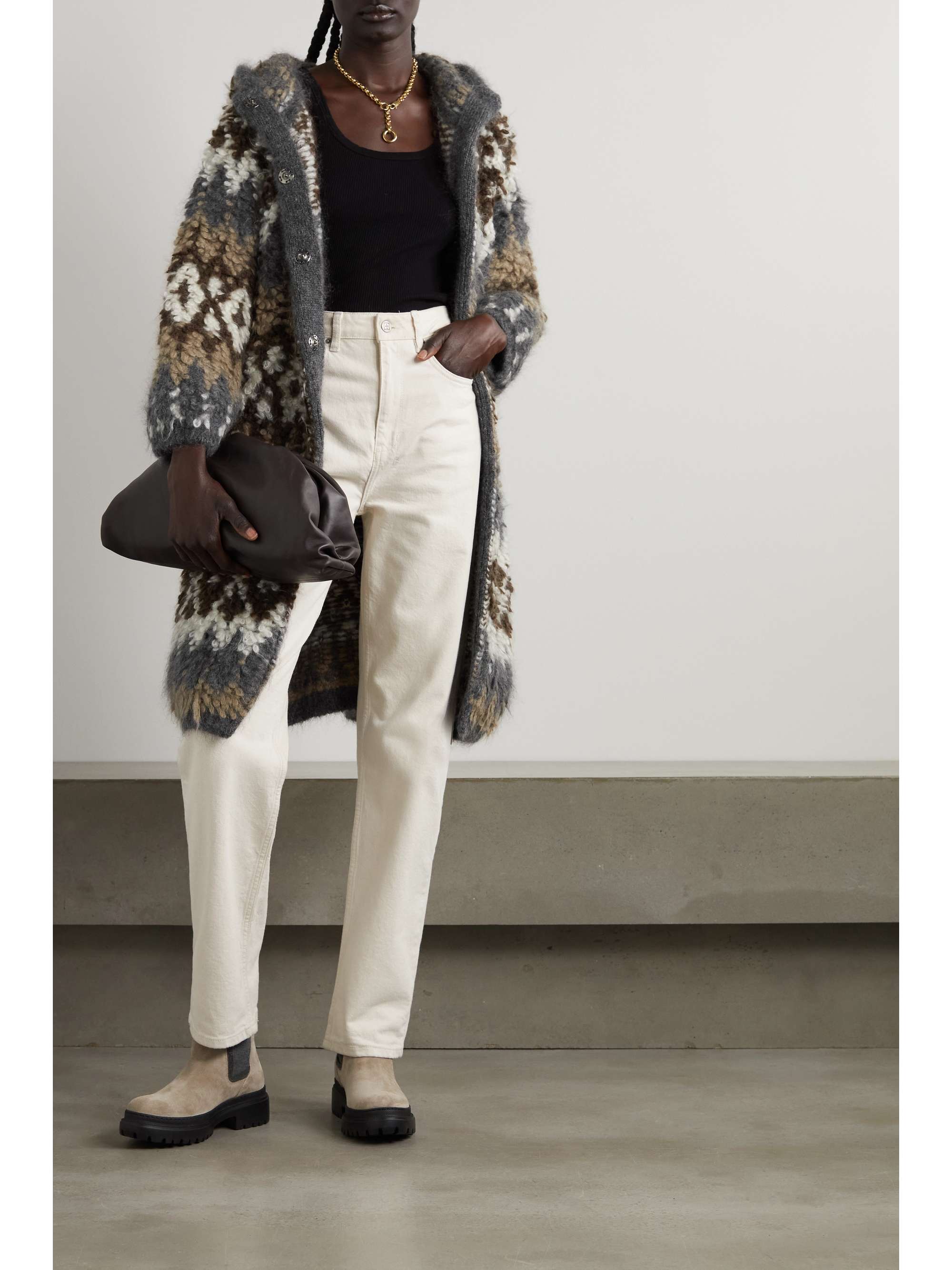 BRUNELLO CUCINELLI Hooded jacquard-knit mohair-blend bouclé cardigan