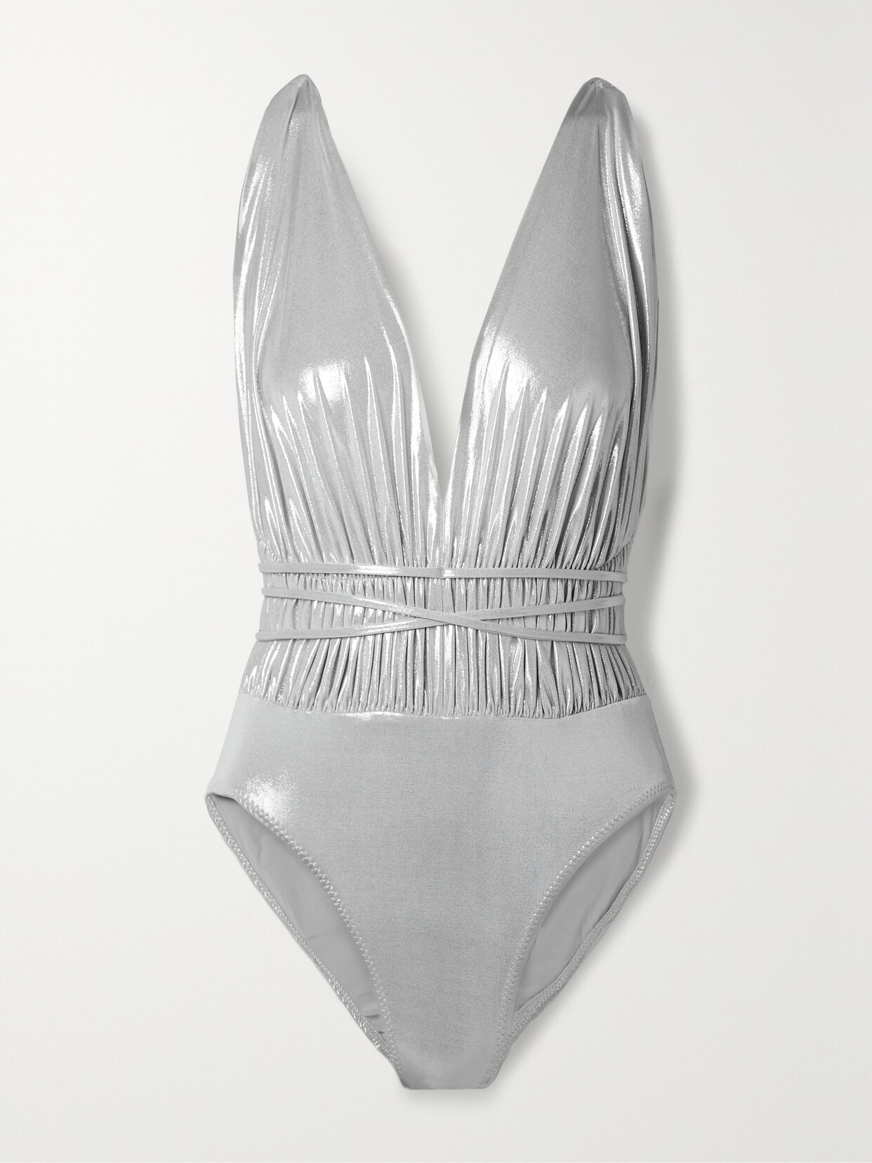 Norma Kamali - Goddess Mio Ruched Metallic Swimsuit - Silver