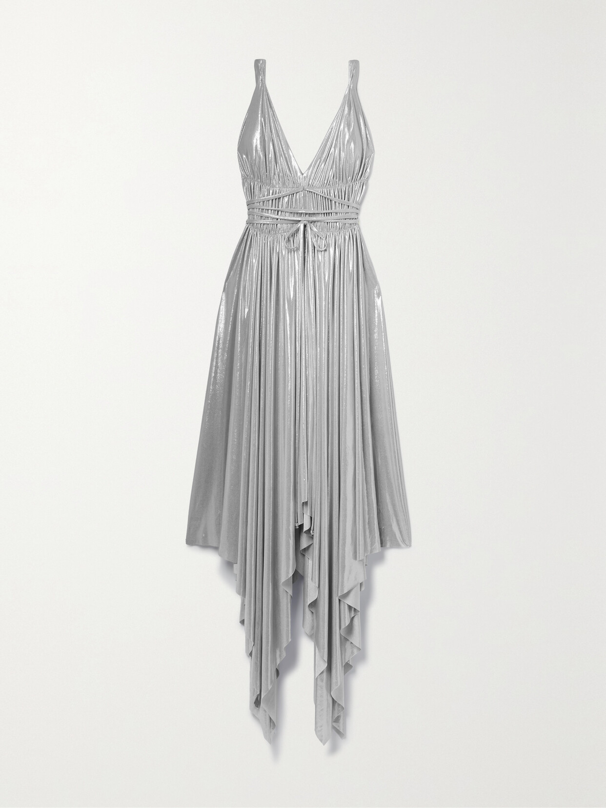 Norma Kamali - Goddess Asymmetric Gathered Stretch-lamé Dress - Silver