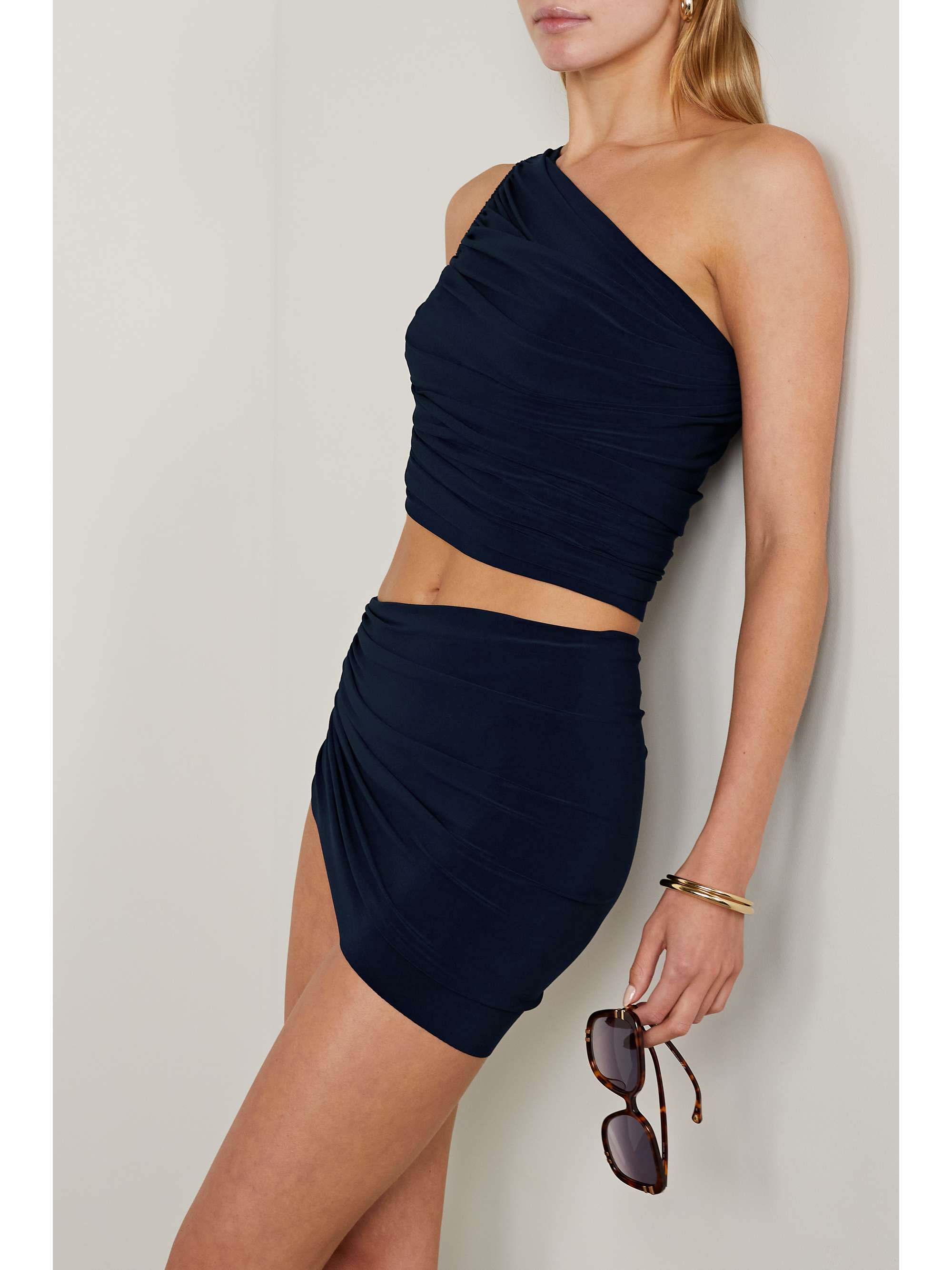 NORMA KAMALI Diana one-shoulder ruched bikini top