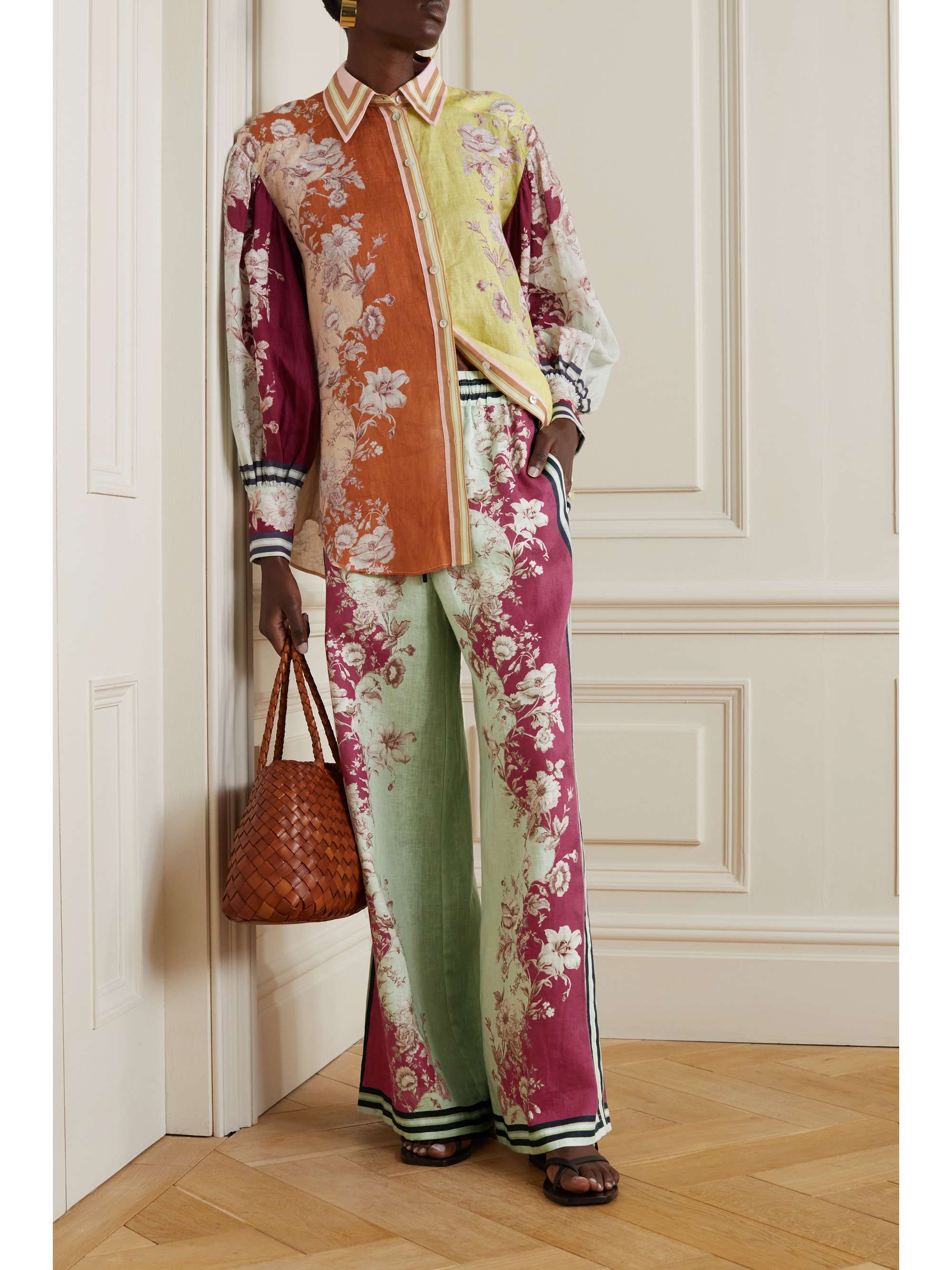 ALÃMAIS Marlow printed wide-leg linen pants | NET-A-PORTER