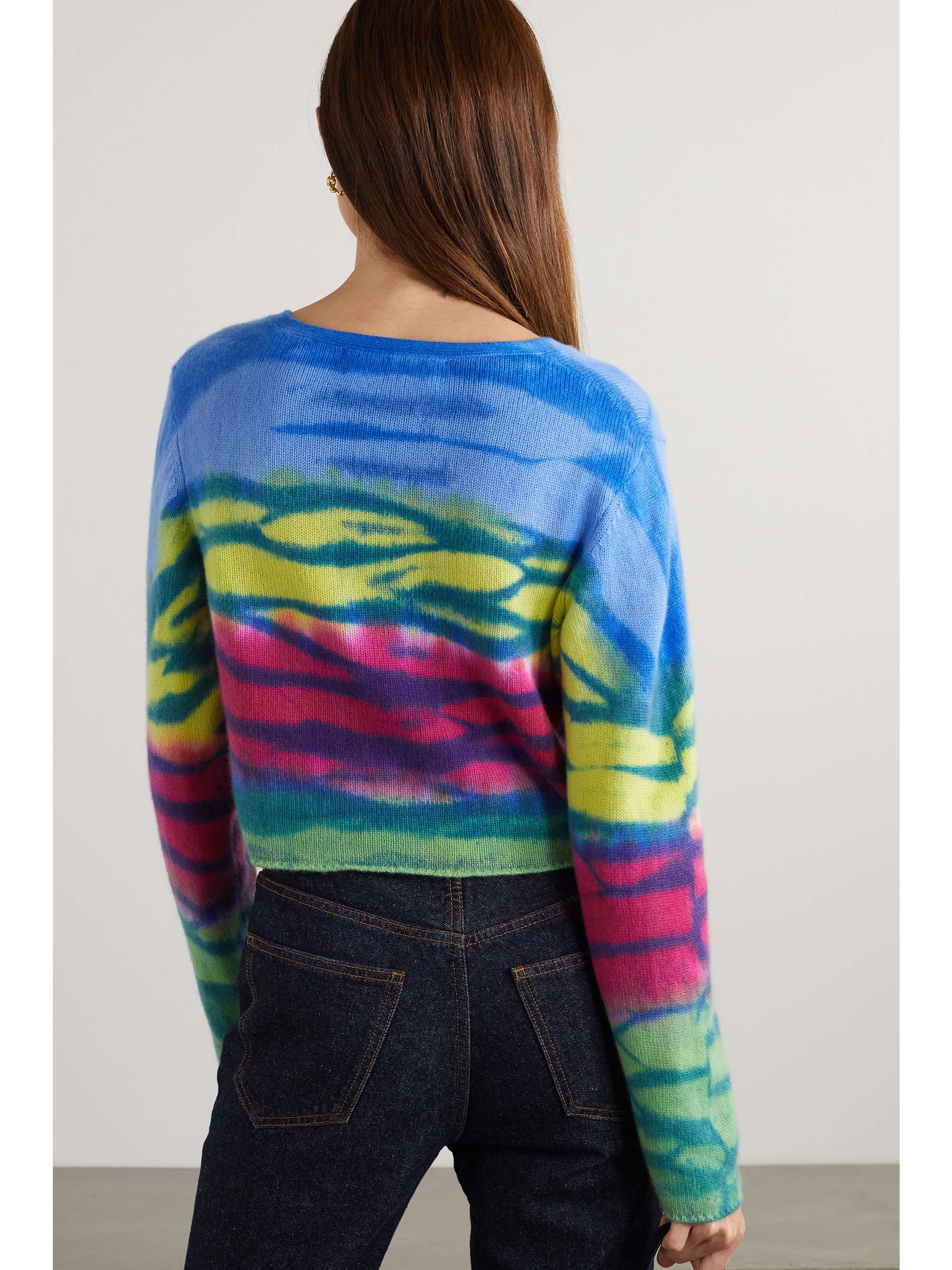 THE ELDER STATESMAN Frank cropped striped cashmere cardigan