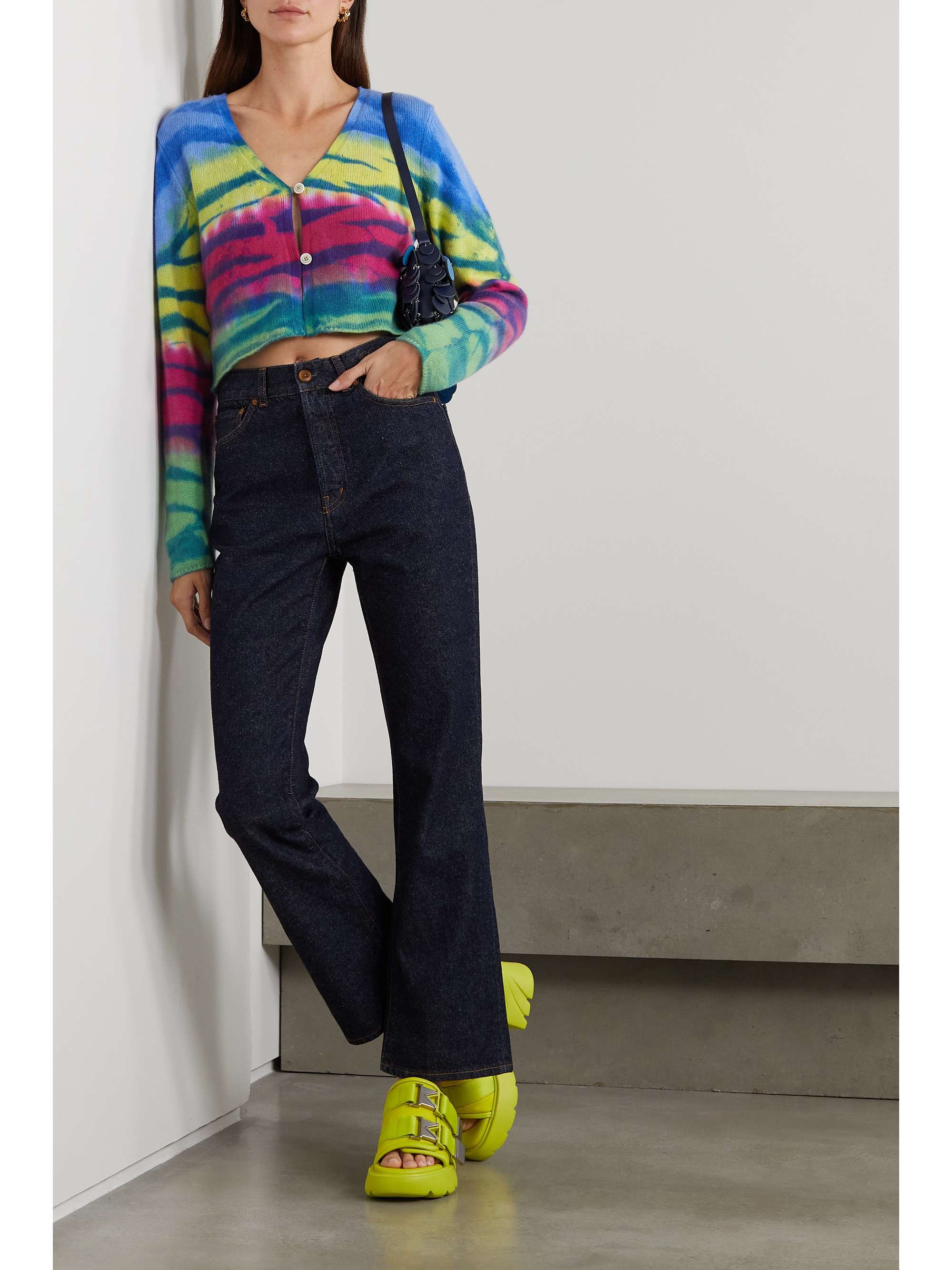 THE ELDER STATESMAN Frank cropped striped cashmere cardigan