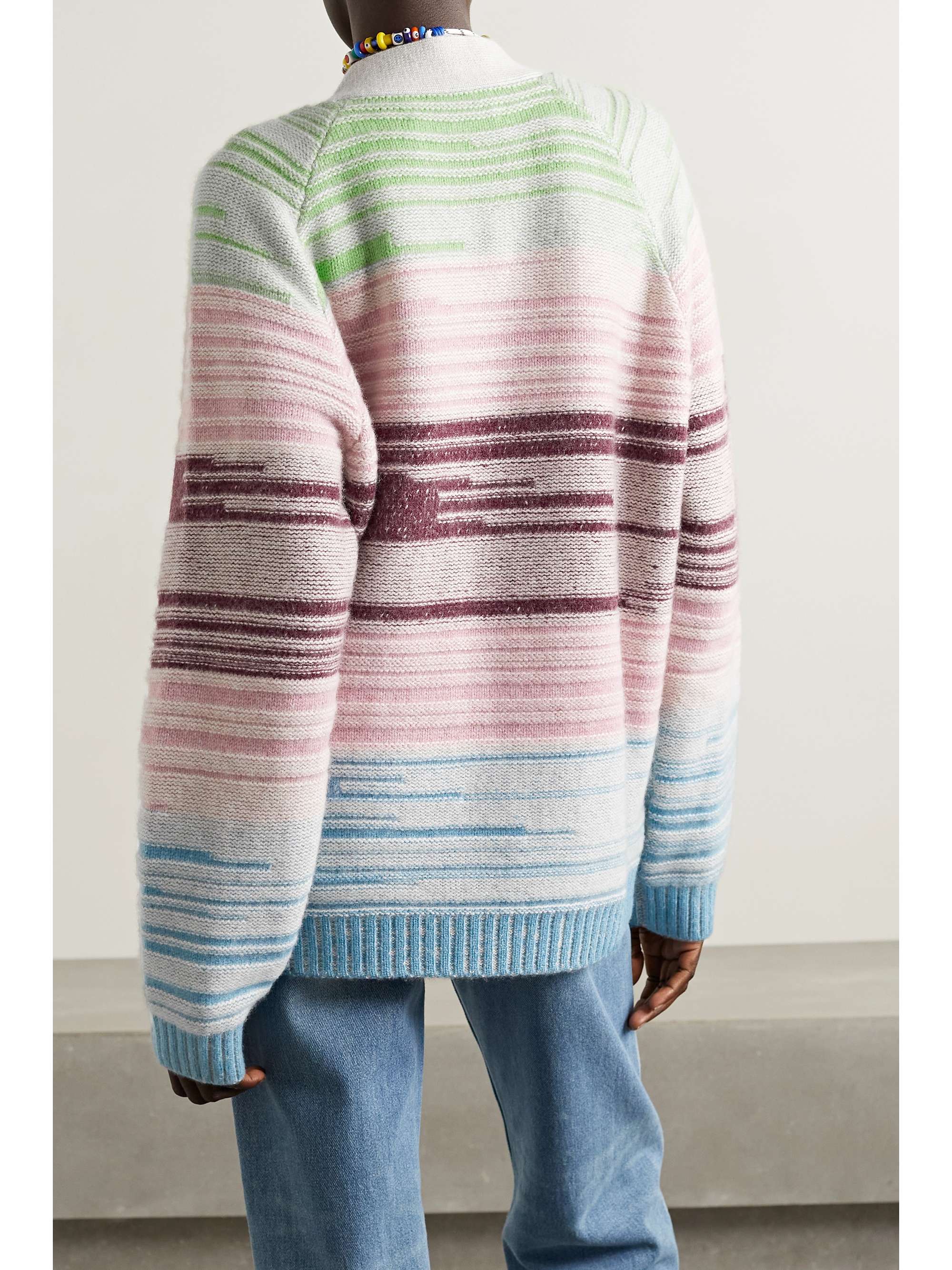 THE ELDER STATESMAN Mix N Marl striped cashmere cardigan