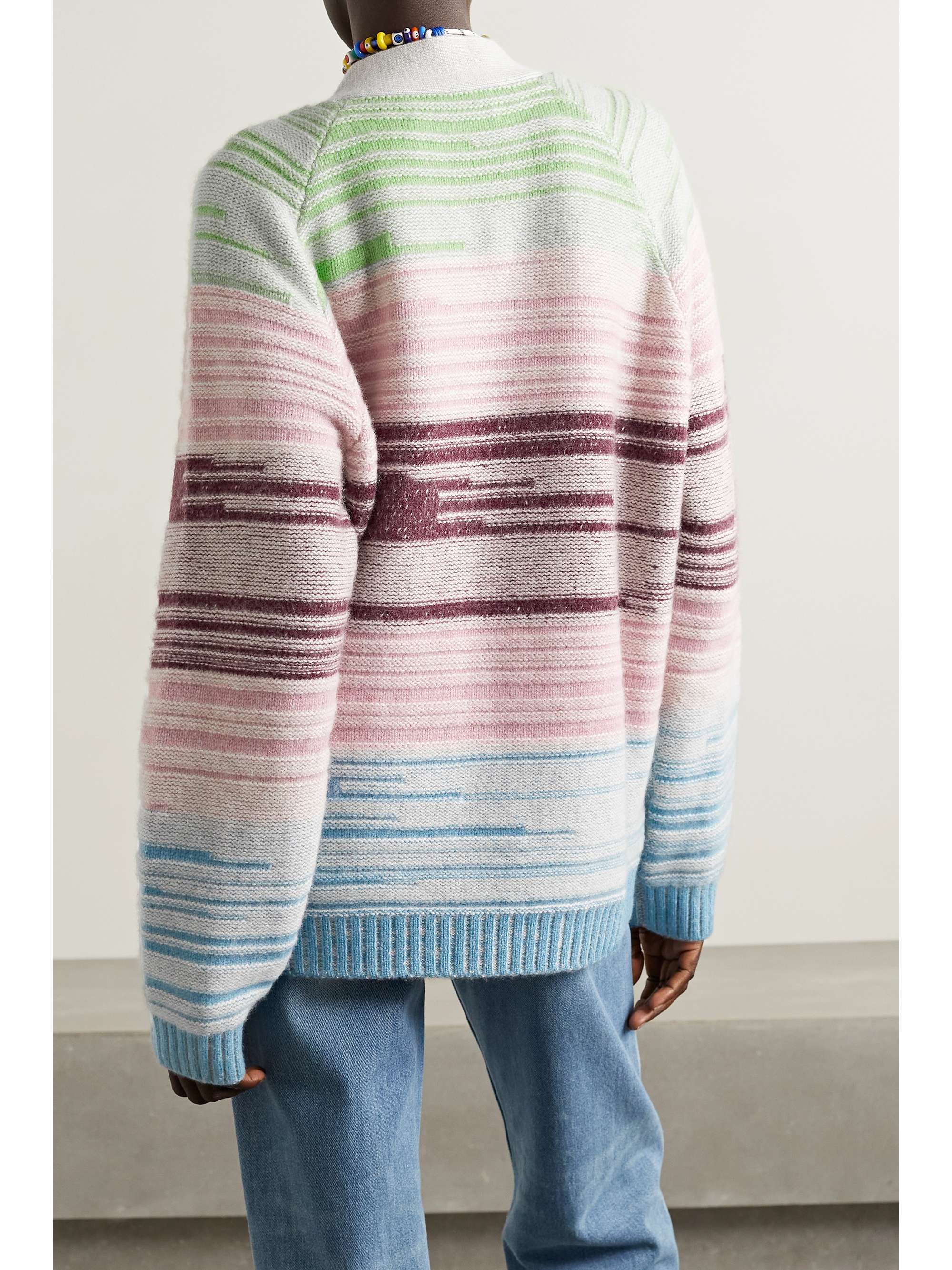 THE ELDER STATESMAN Mix N Marl striped cashmere cardigan | NET-A-PORTER