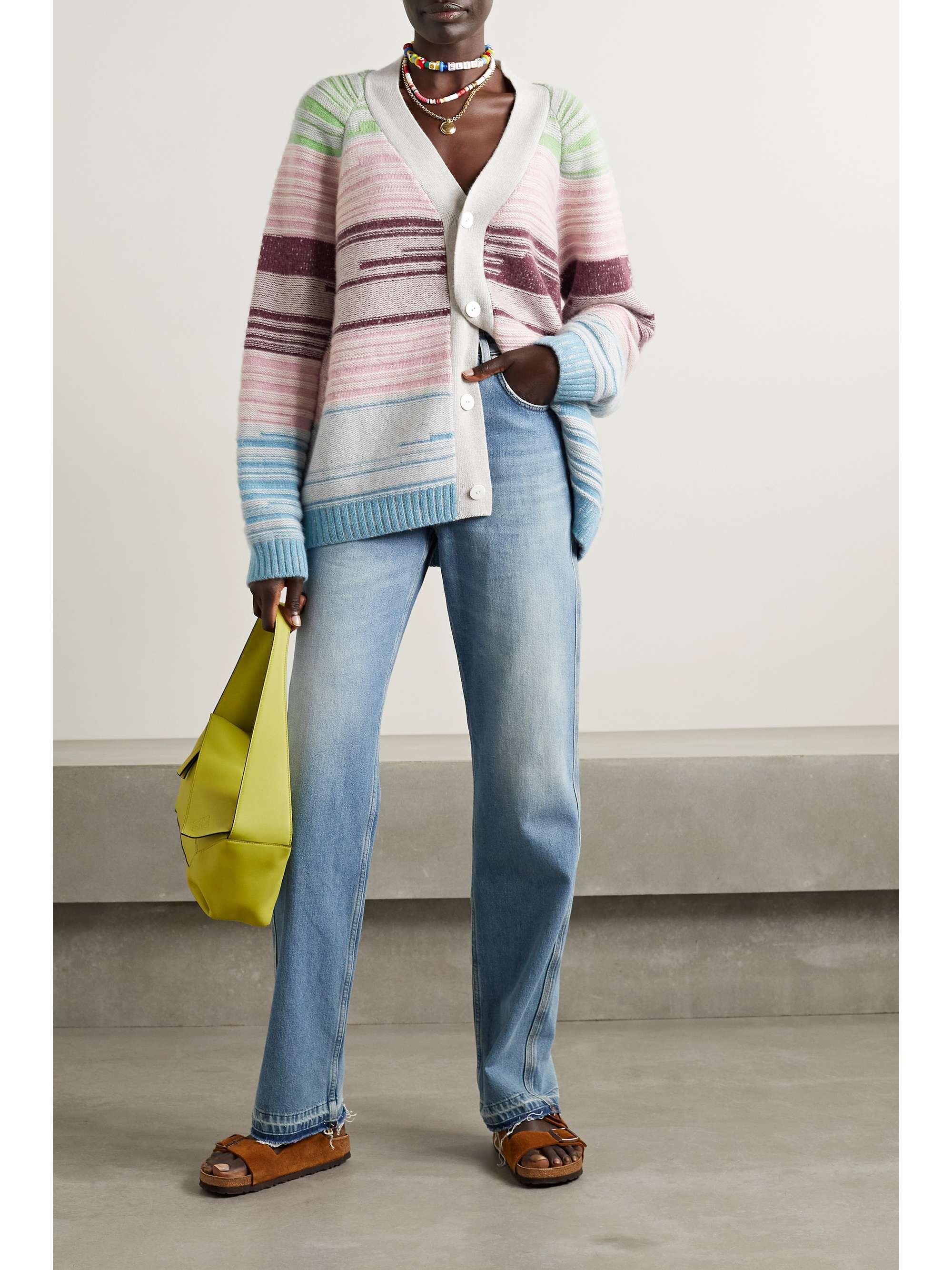 THE ELDER STATESMAN Mix N Marl striped cashmere cardigan