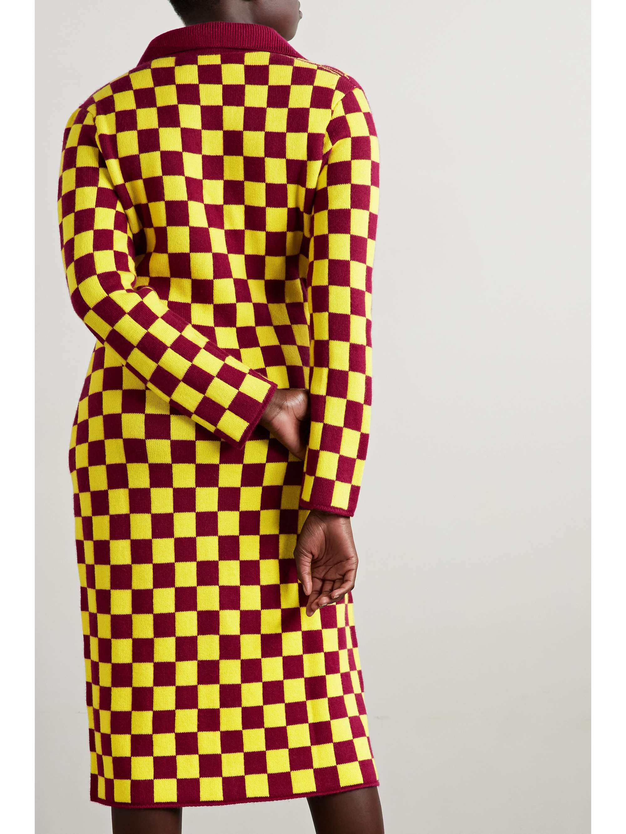THE ELDER STATESMAN Checked wool and cashmere-blend midi dress