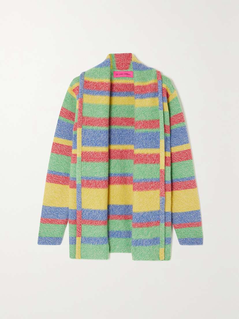 The Elder Statesman Striped Ribbed-knit Cashmere Cardigan