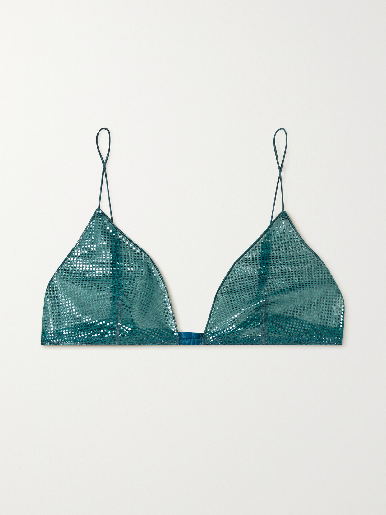 Oséree - Disco Metallic Polka-dot Stretch-mesh Soft-cup Triangle Bra - Blue