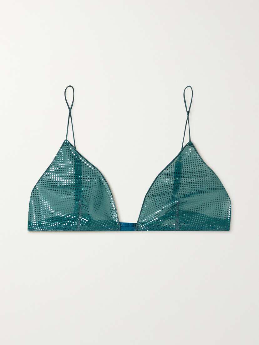 Oséree Disco Metallic Polka-dot Stretch-mesh Soft-cup Triangle Bra