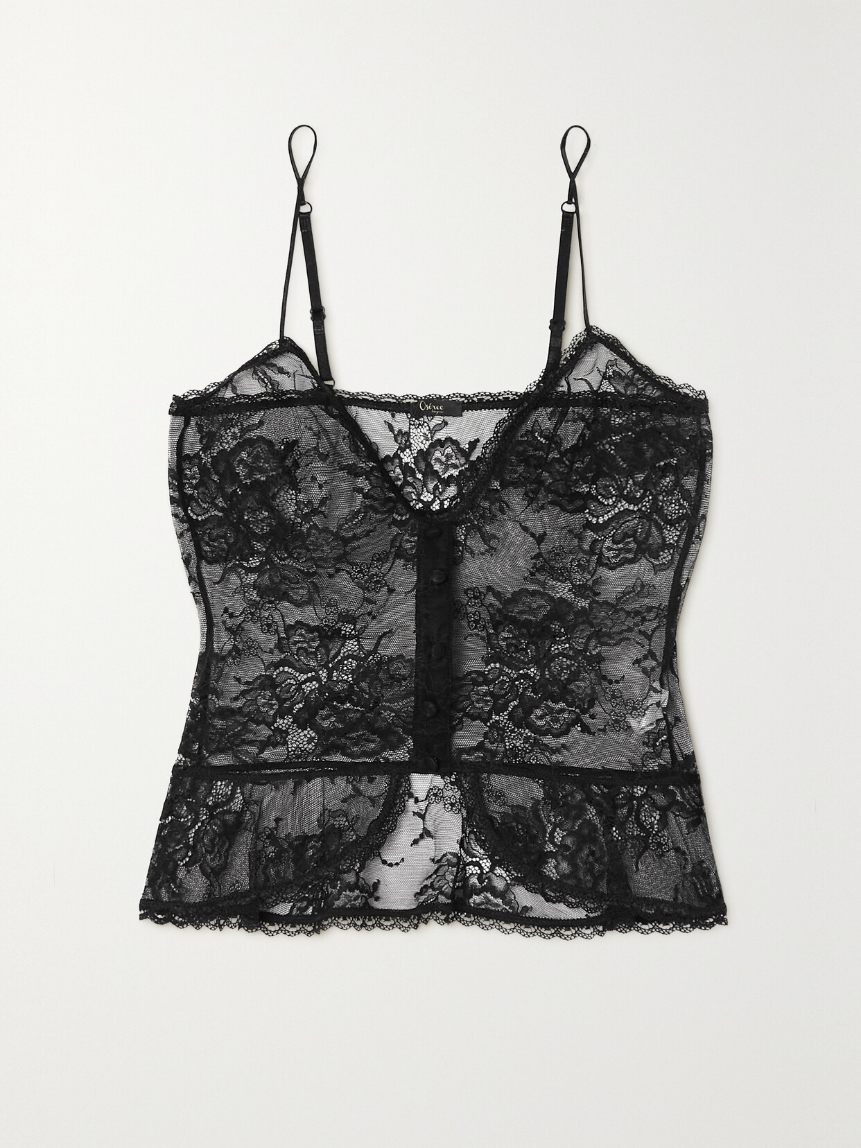 OSEREE PEPLUM STRETCH-LACE CAMISOLE