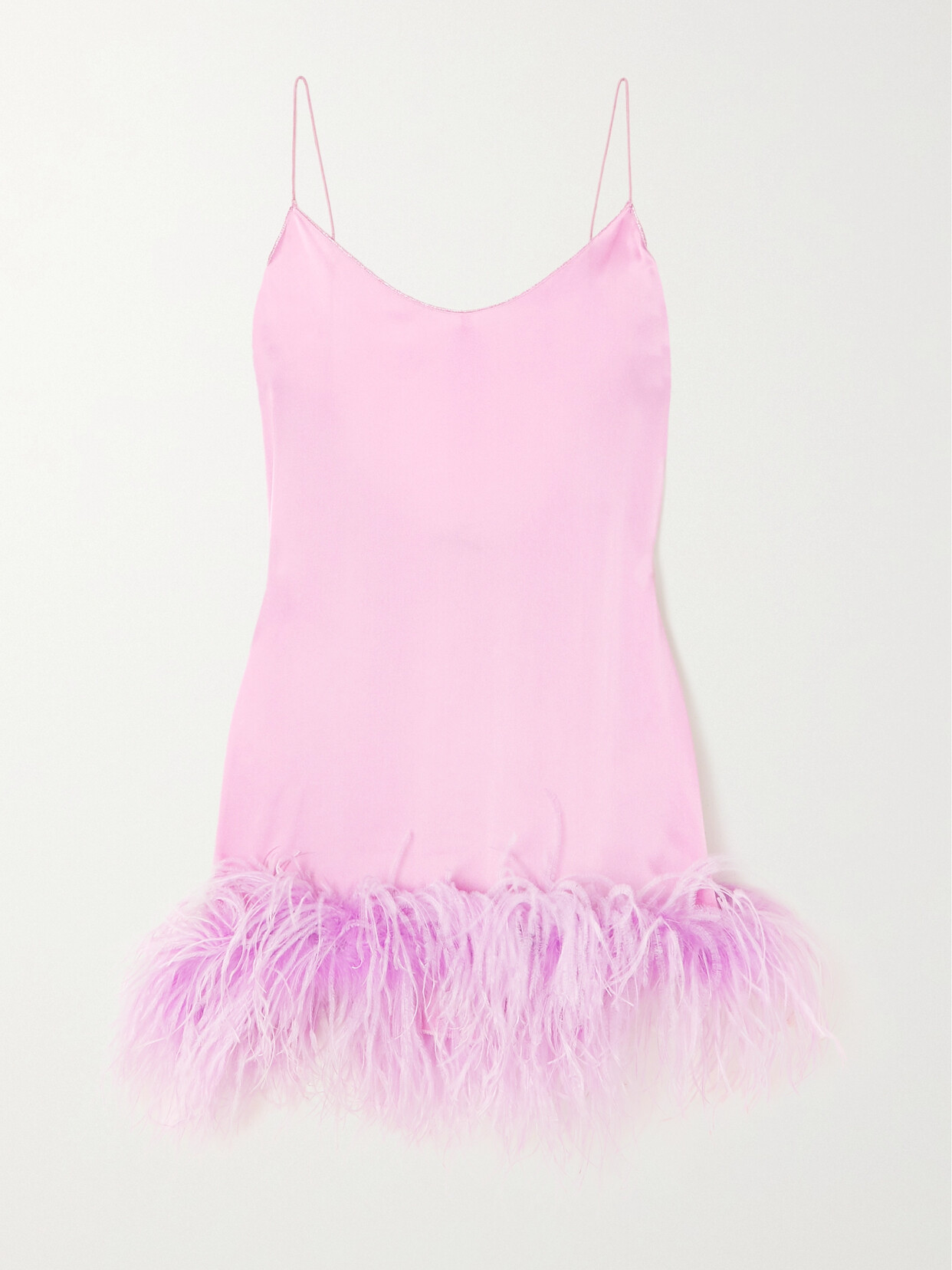 Oséree Feather-trimmed Duchesse-satin Mini Dress