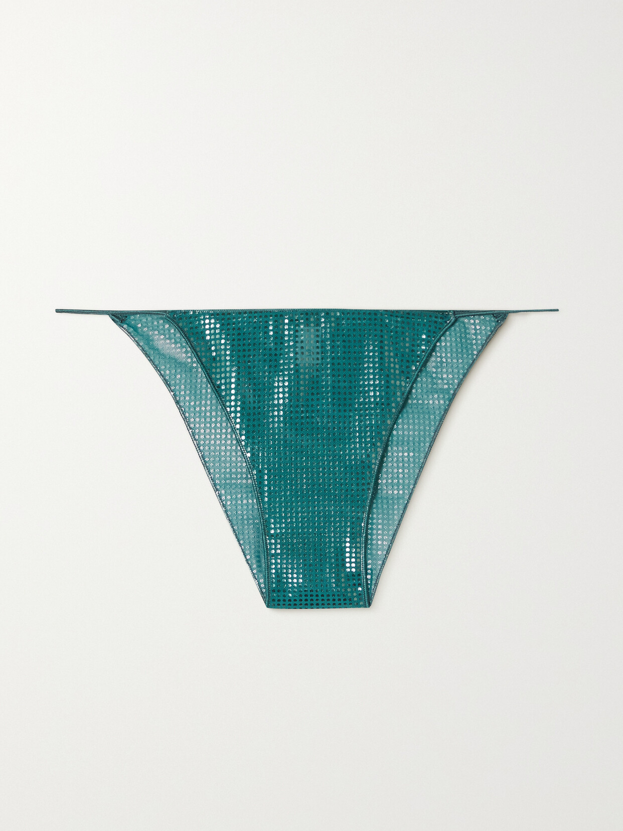 Oséree - Disco Metallic Polka-dot Stretch-mesh Briefs - Blue