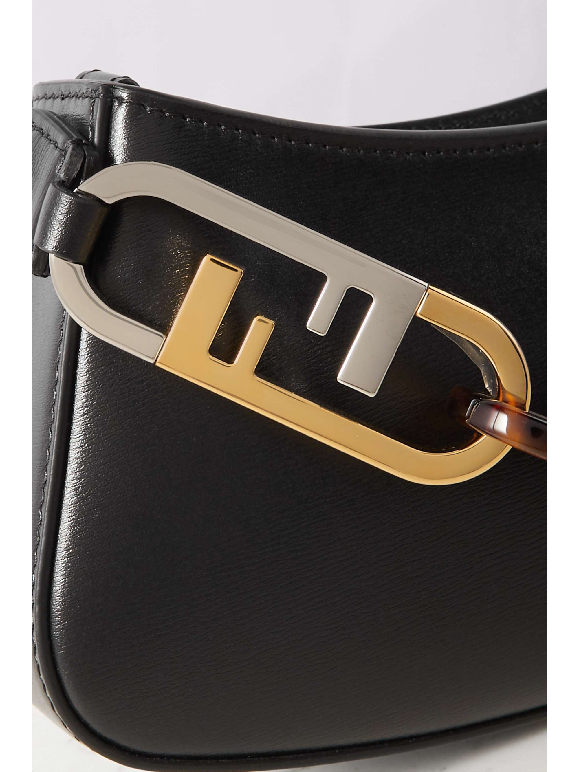 FENDI O'Lock embellished leather shoulder bag | NET-A-PORTER