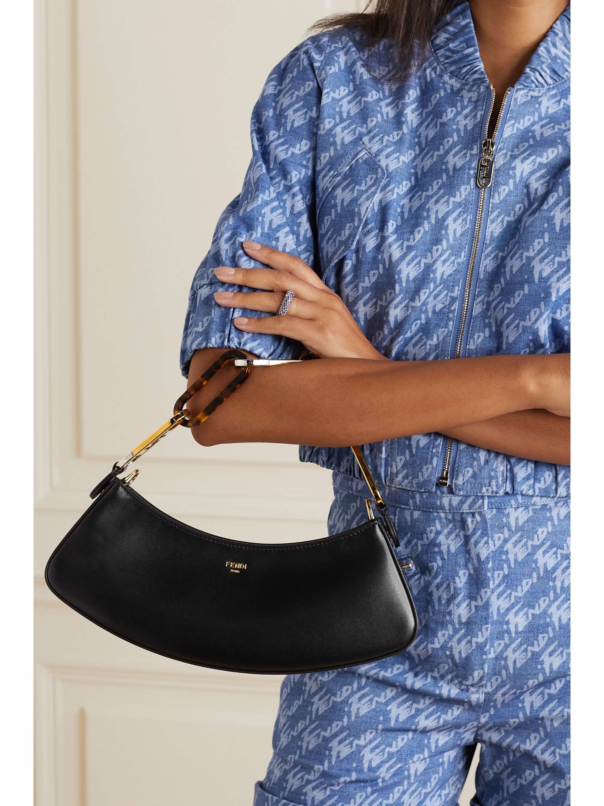 FENDI O'Lock Swing logo-jacquard chenille shoulder bag